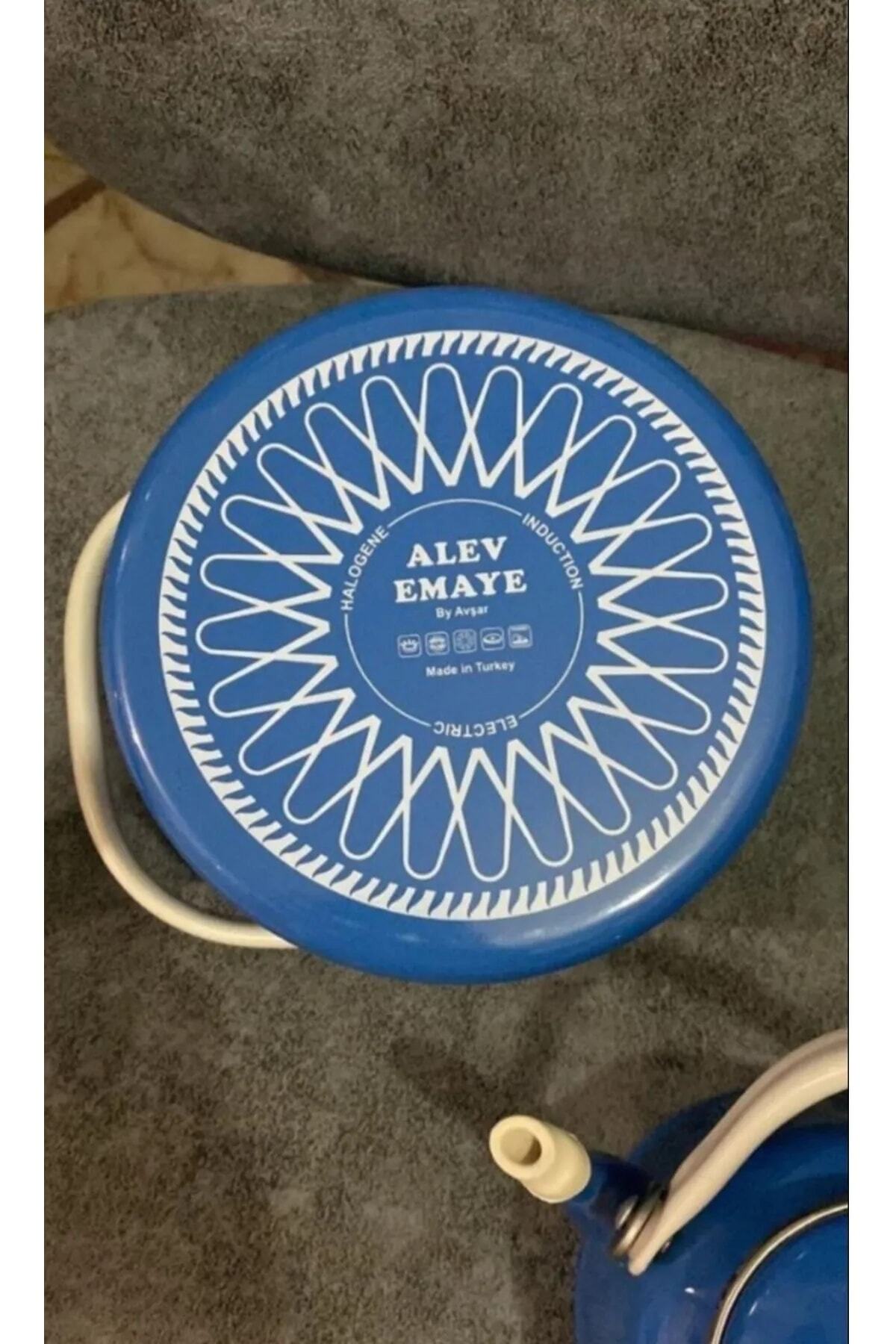 Emaye Vintage Mavi Çaydanlık Seti Çift Kapaklı