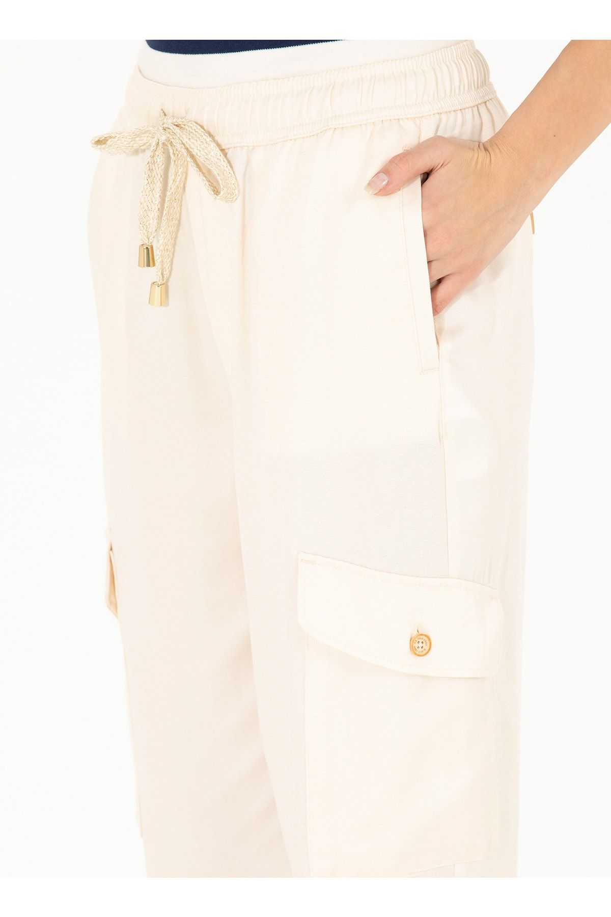 U.S. Polo Assn.-Tie Waist Standard Beige Women's Trousers Dello 6