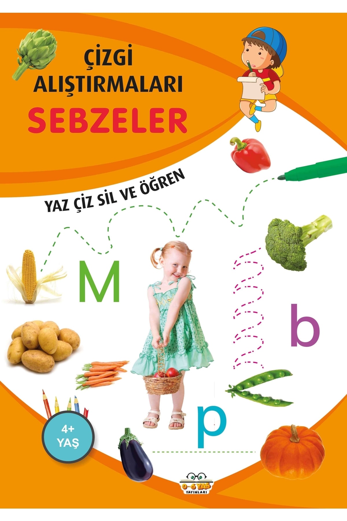 0-6 Yaş Yayınları Yaz-çiz-sil Serisi Çizgi Alıştırmaları Hayvanlar, Meyveler, Sebzeler Seti fotoğrafı 4 (önizleme)