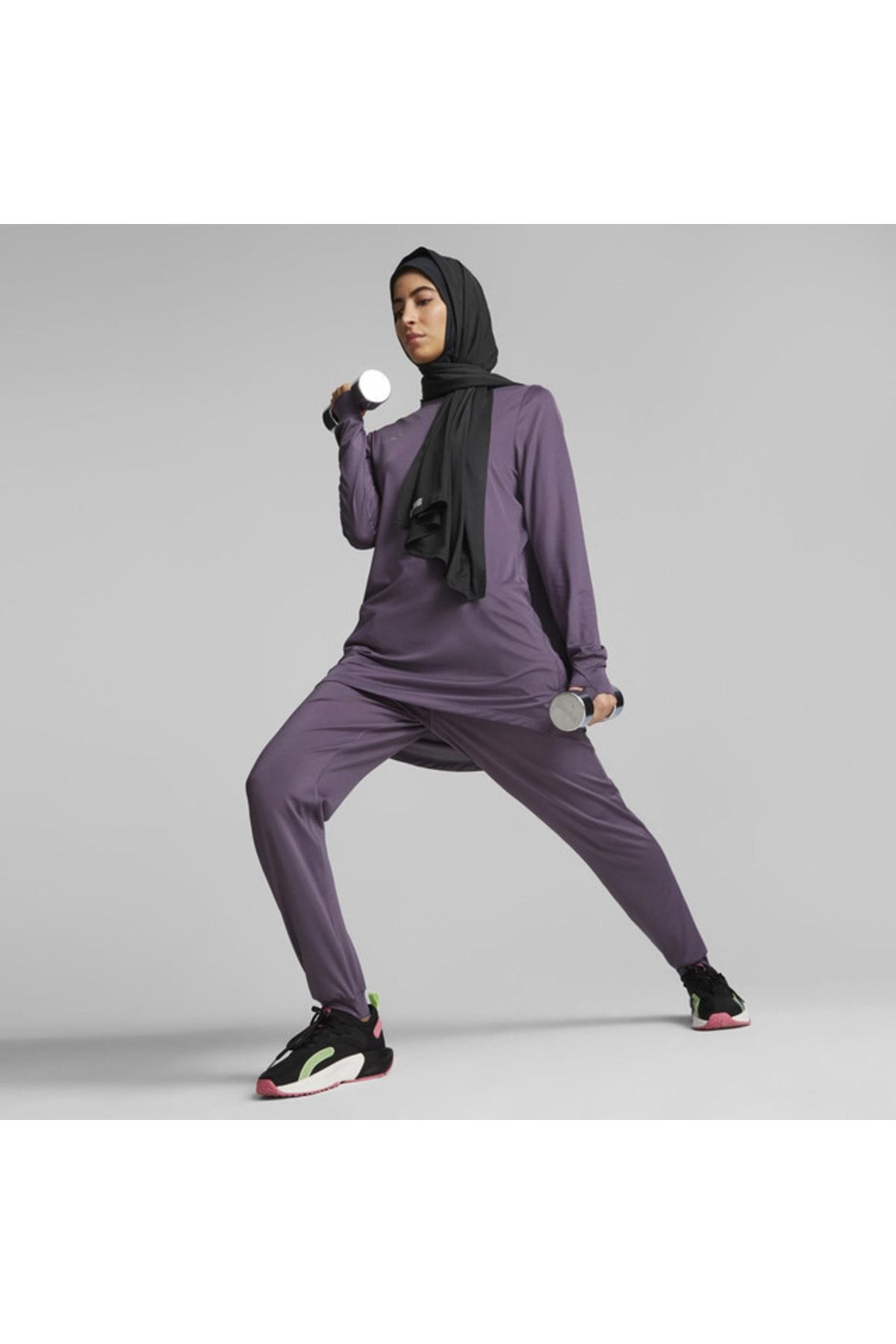 Puma Modest Activewear Long Sleeve Purple Women's Running And Performance T- shirt - Trendyol