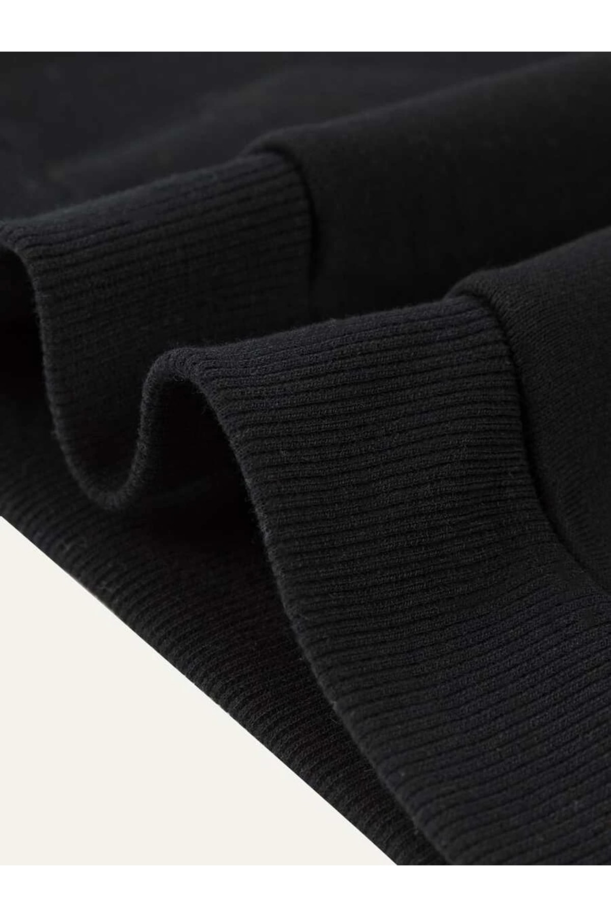 Machetta Büyük Beden 3 Iplik Düz Siyah Baskısız Oversize Kapüşonlu Sweatshirt görsel 4