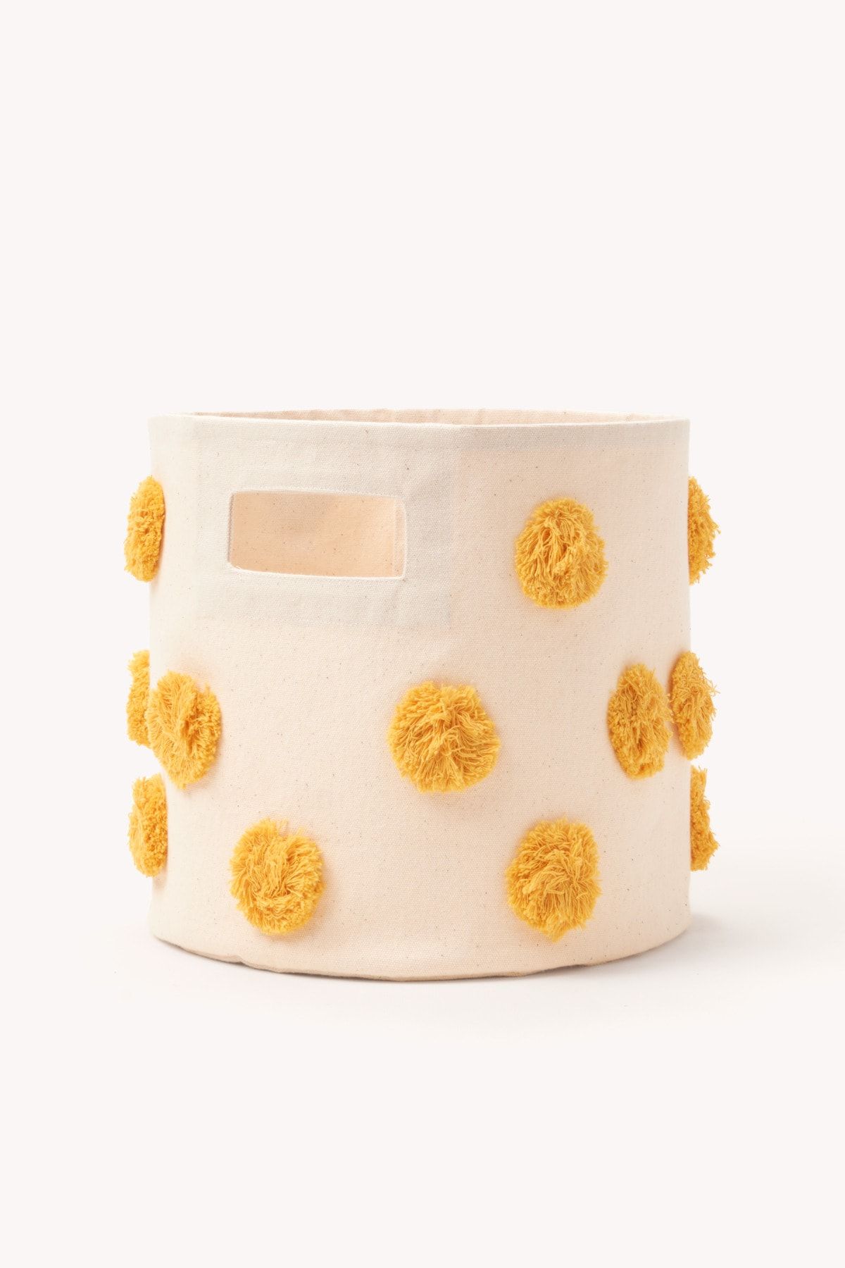 Cozy & Soft-Children's Room Organizer Yellow Pompom Cotton Basket Medium 28x28 Cm 2
