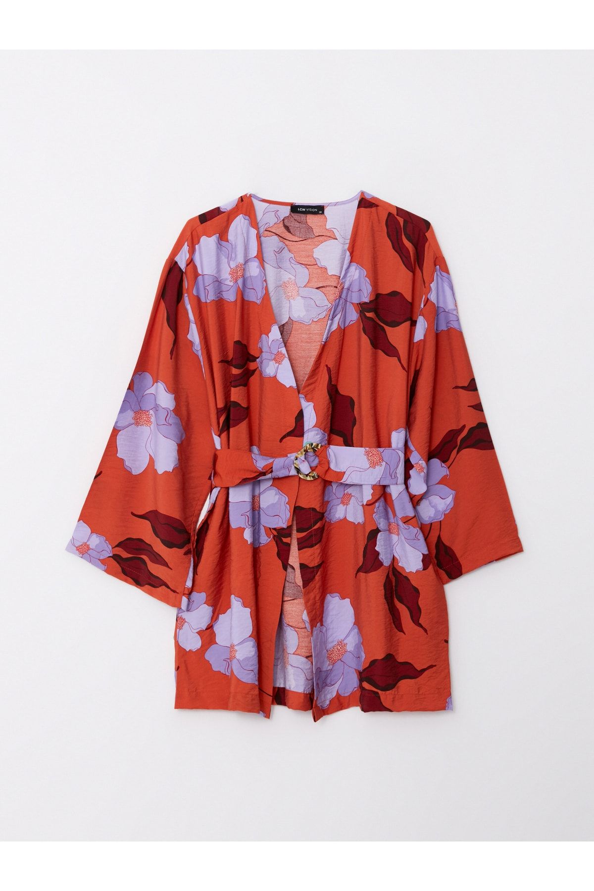Şal Yaka Çiçekli Uzun Kollu Kadın Kimono