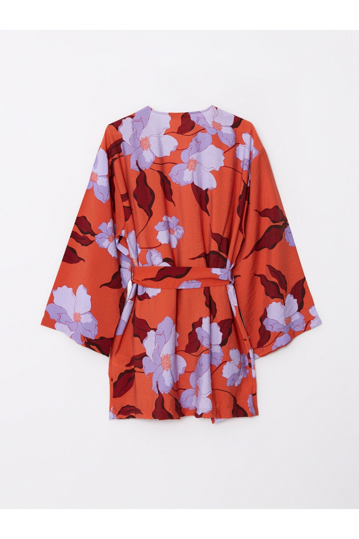 Şal Yaka Çiçekli Uzun Kollu Kadın Kimono