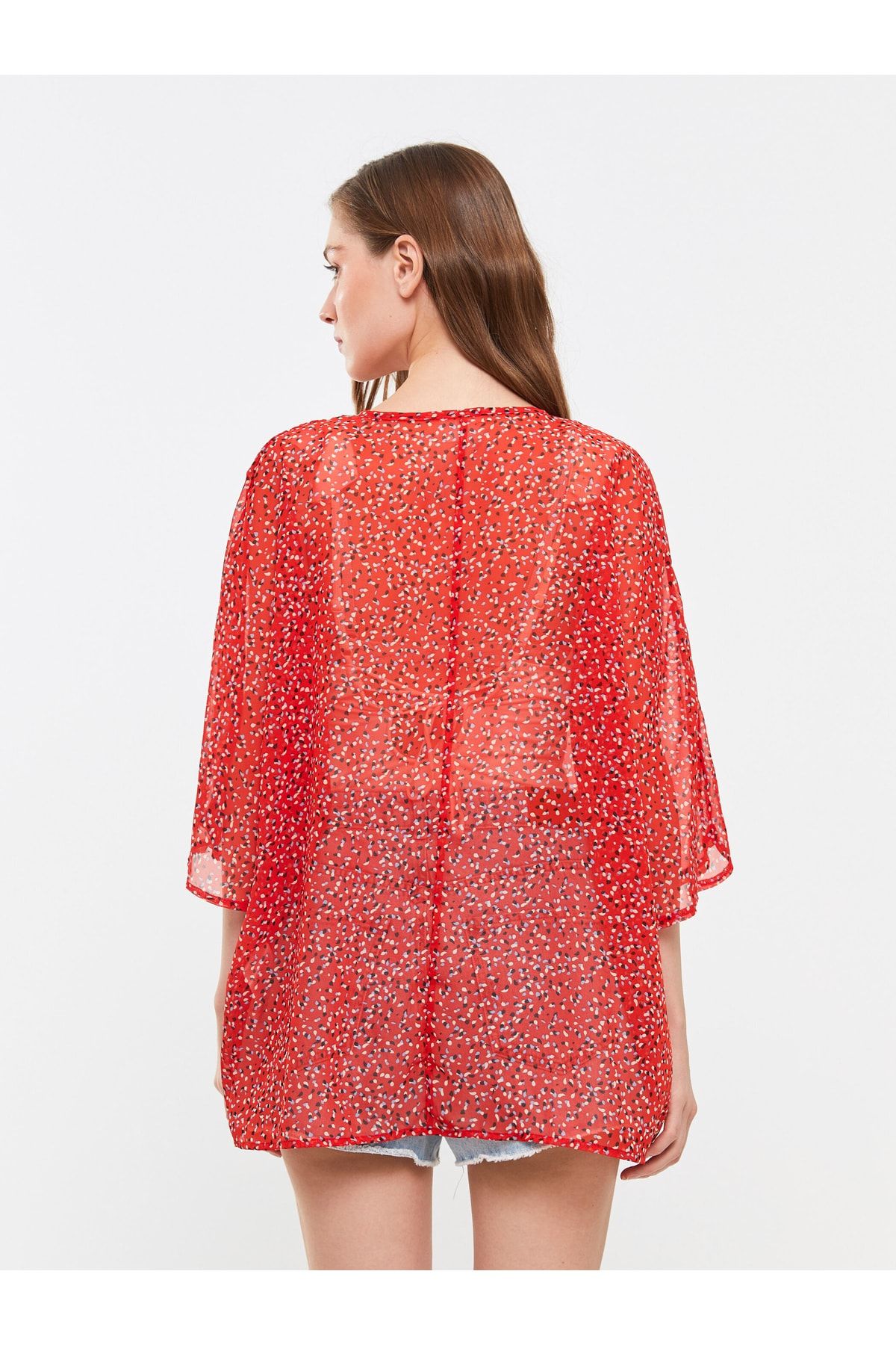Şal Yaka Desenli Kadın Kimono
