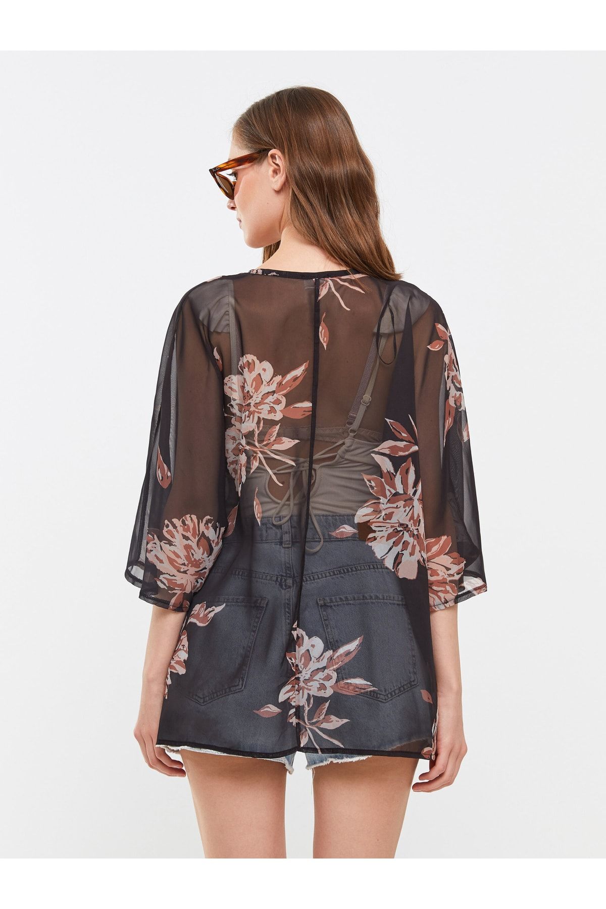 Şal Yaka Desenli Kadın Kimono
