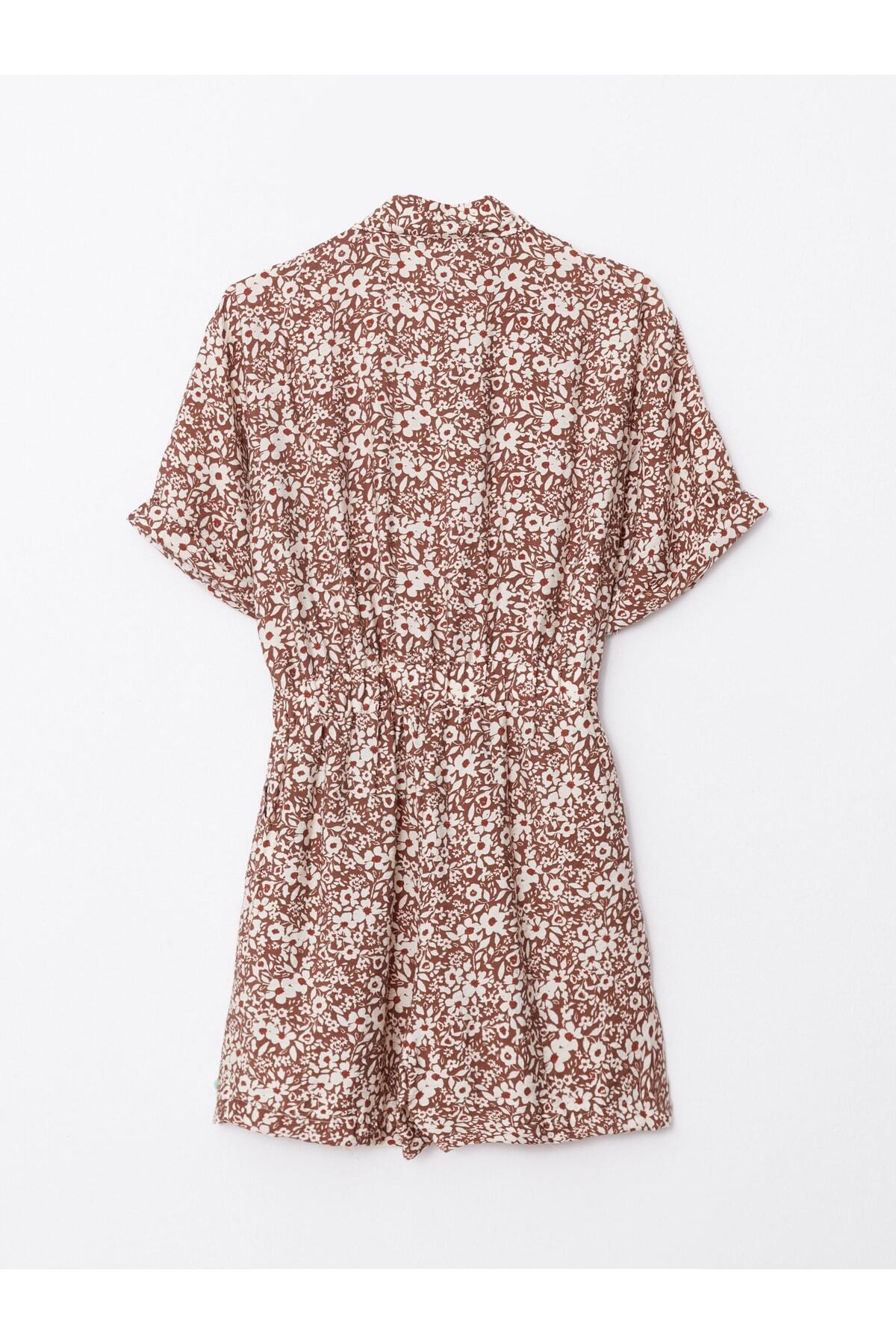 LC Waikiki-Kurzarm-Overall mit Hemdkragen und Blumenmuster für Damen 7