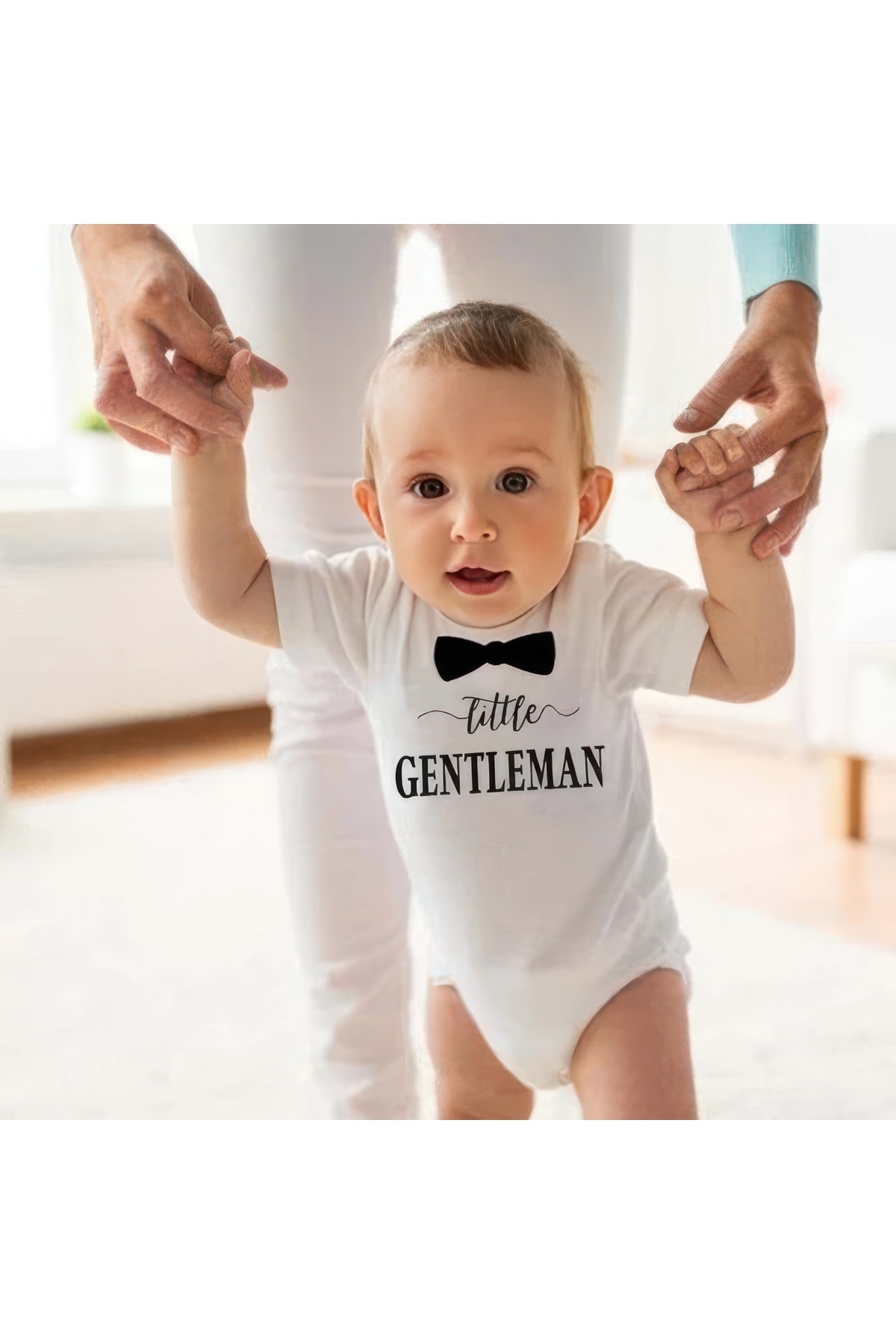 کاکتوس کالکشن بادی نوزادی طرح جنتلمن کوچک نخی سفید