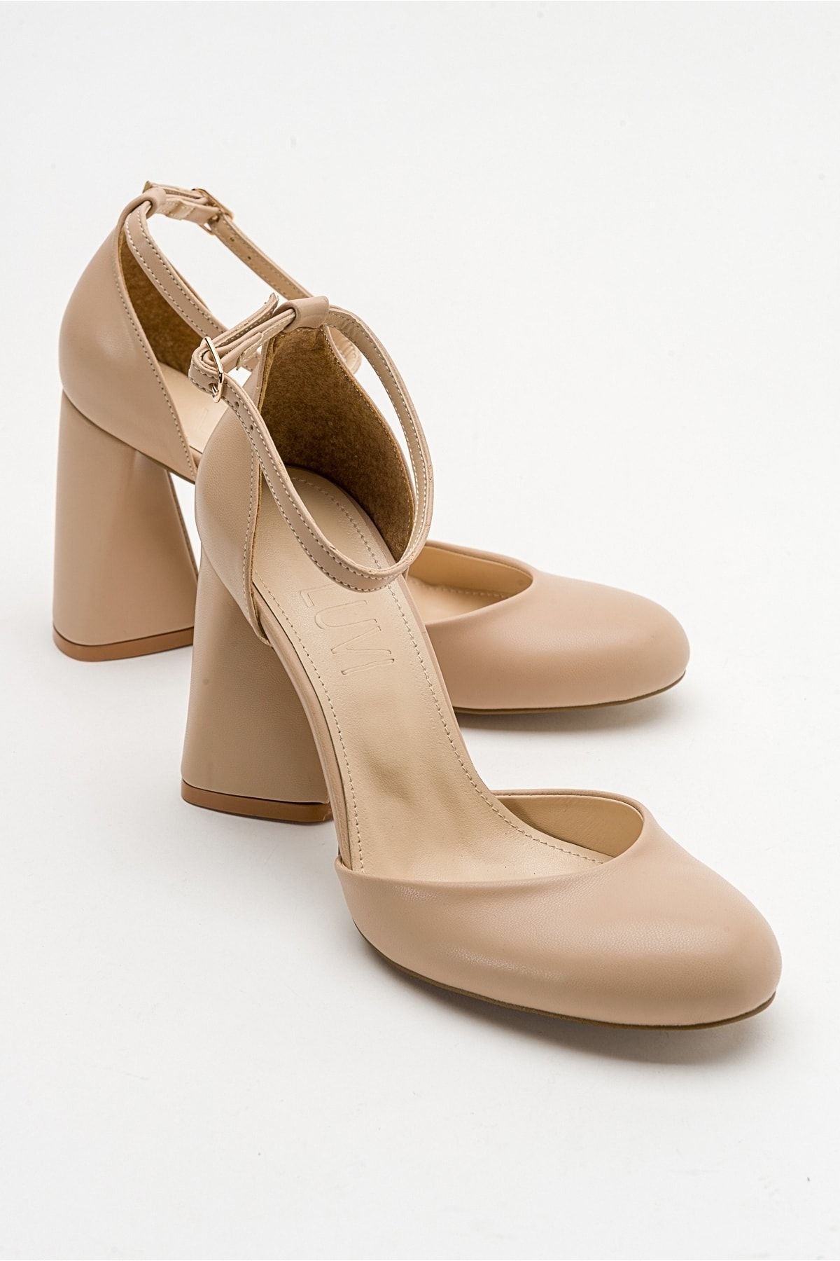 کفش های پاشنه بلند زنانه با پوست بژ اسلو luvishoes