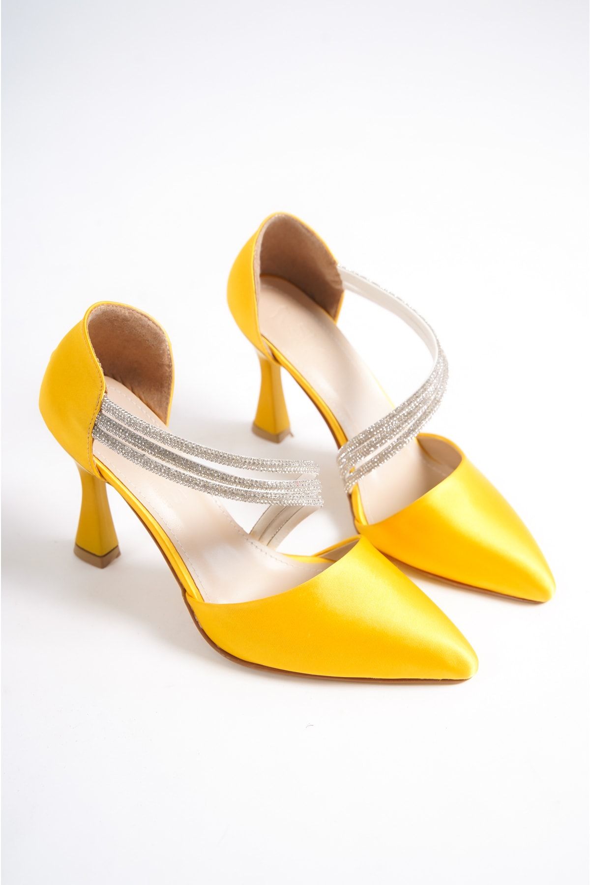 Yellow satin shoes best sale