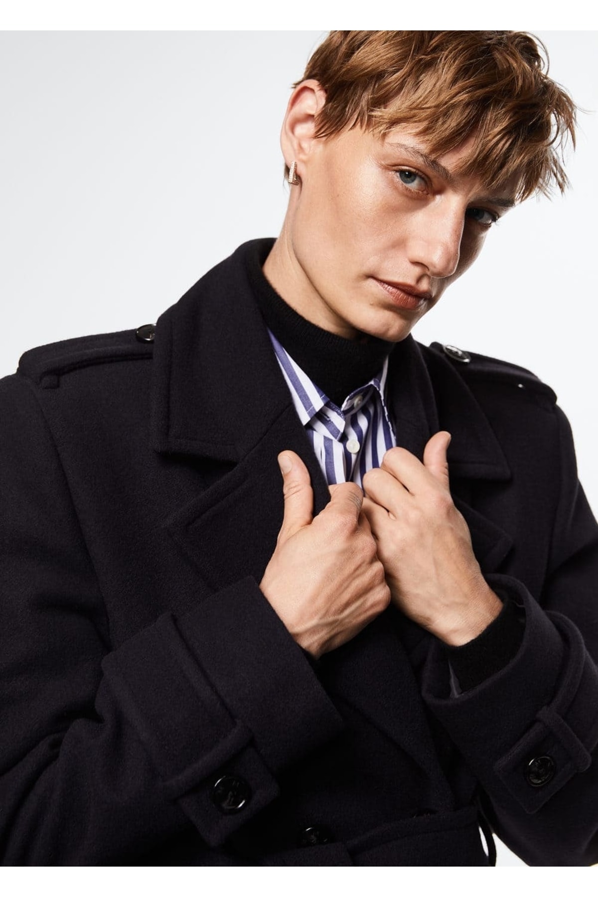 MANGO  Oversize Saf Yün Trençkot - Görsel 6