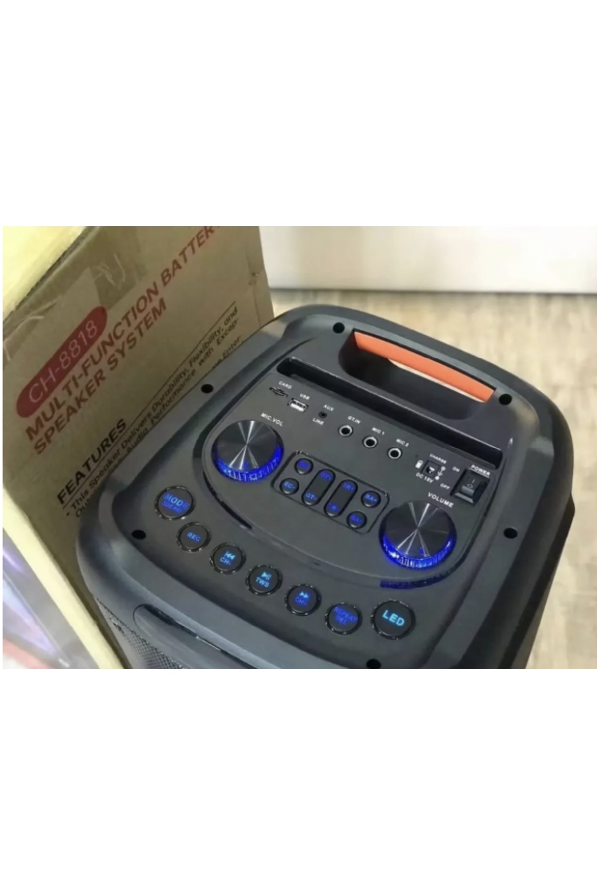 Süper Bass Büyük Boy Bluetooth Hoparlör Led Işıklı Çift Hoparlör Kablosuz Mikrofonlu Karaoke Speaker 3