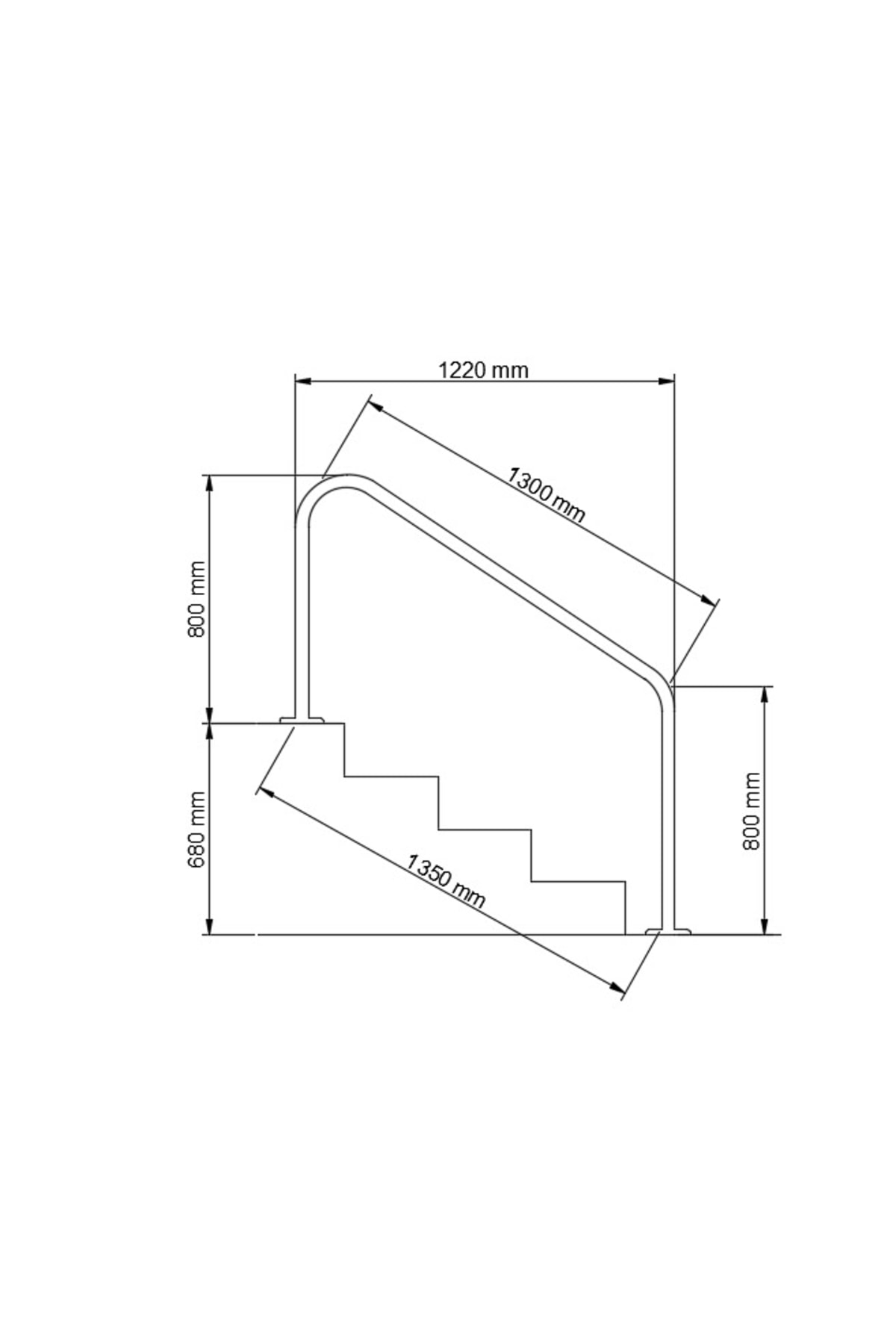 Yüzme Havuzu Beton Merdiven Iniş Tutamağı 1220 Mm Aısı 316 Kalite 2