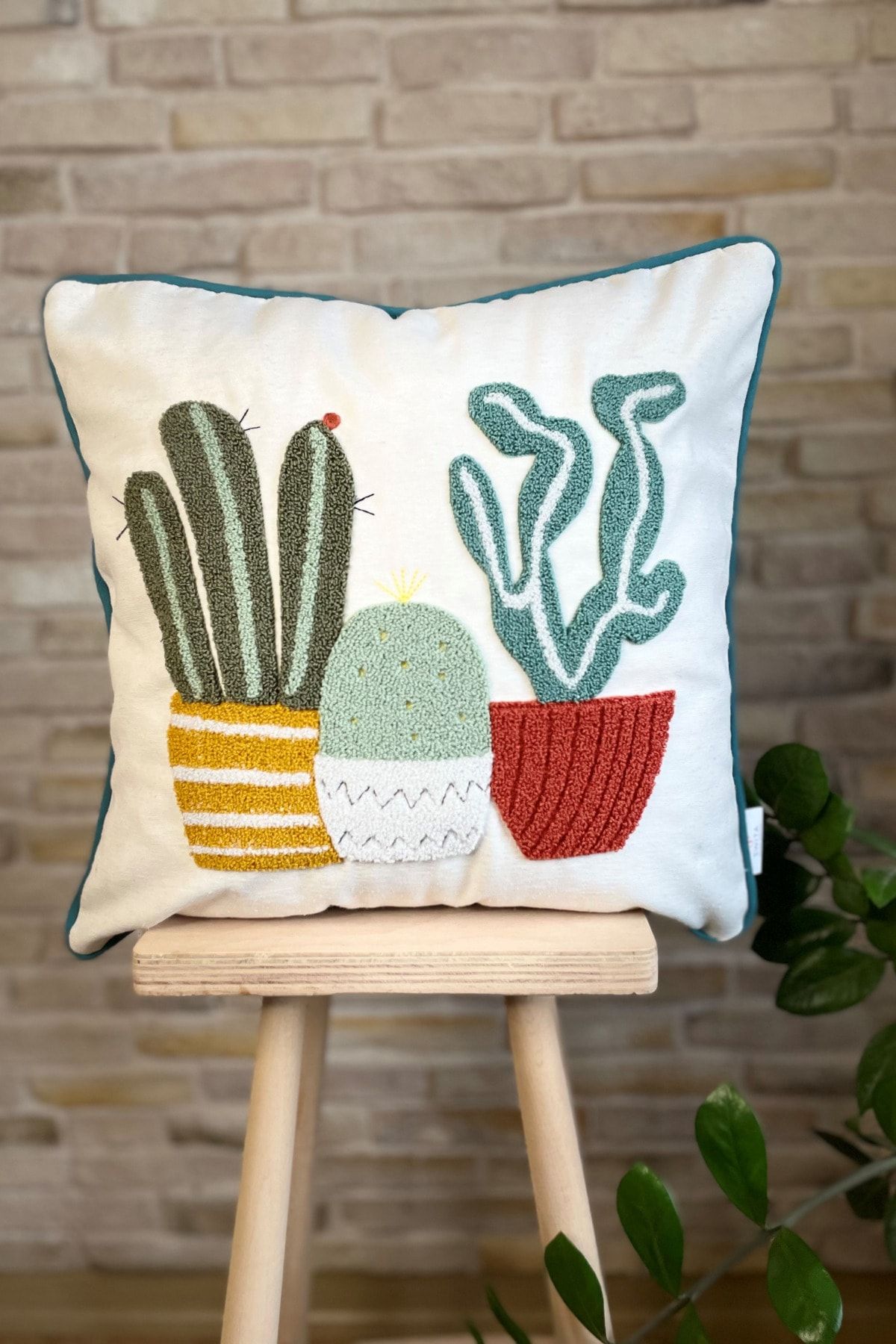 SWITA Home Design Double Combination Punch Embroidered Throw Pillow Cover PANCH Trendyol