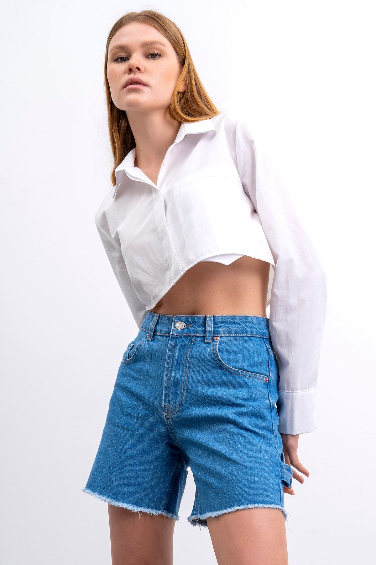 Womens medium length shorts top
