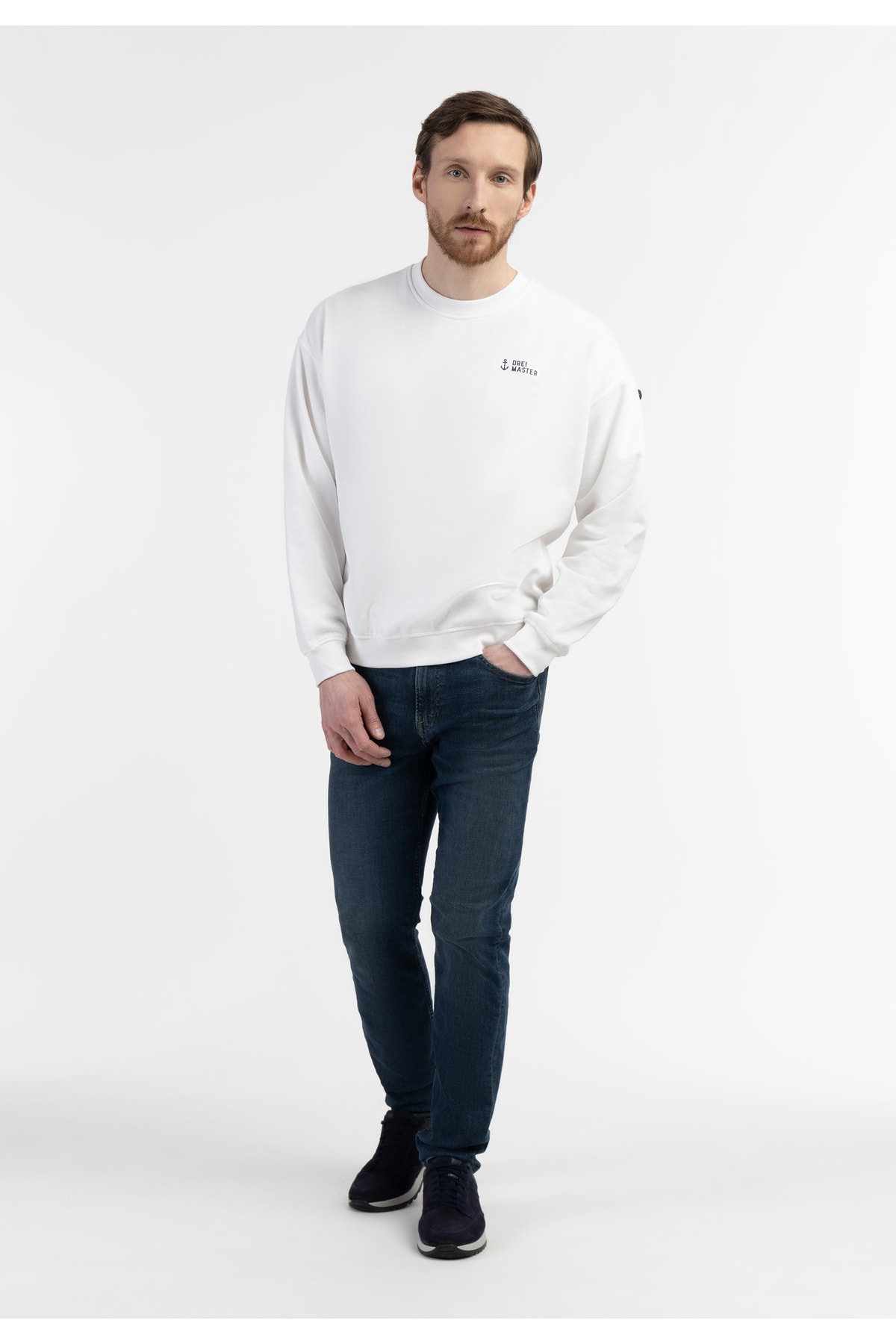 Dreimaster Sweatshirt Weiß Regular Fit