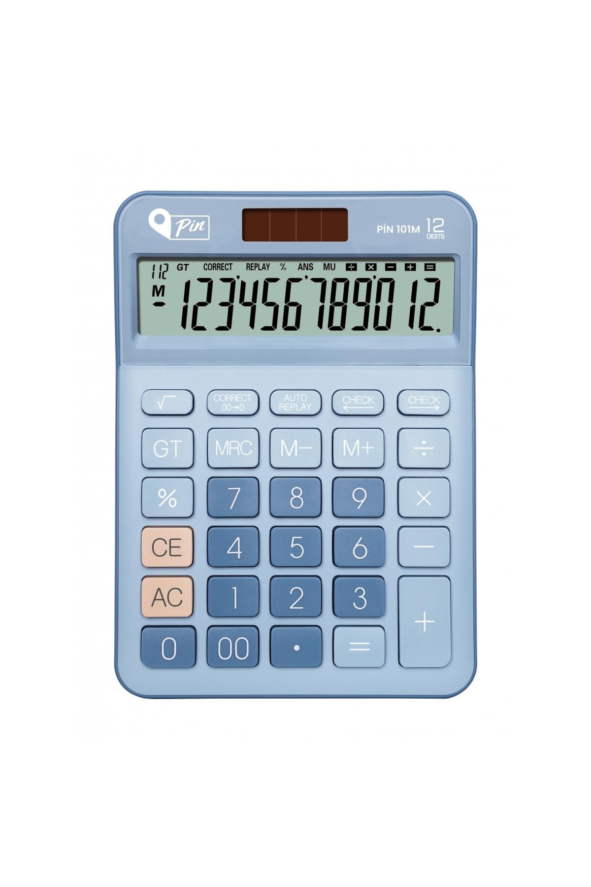 Pin 101m 12 Hane Mavi Masaüstü Hesap Makinesi