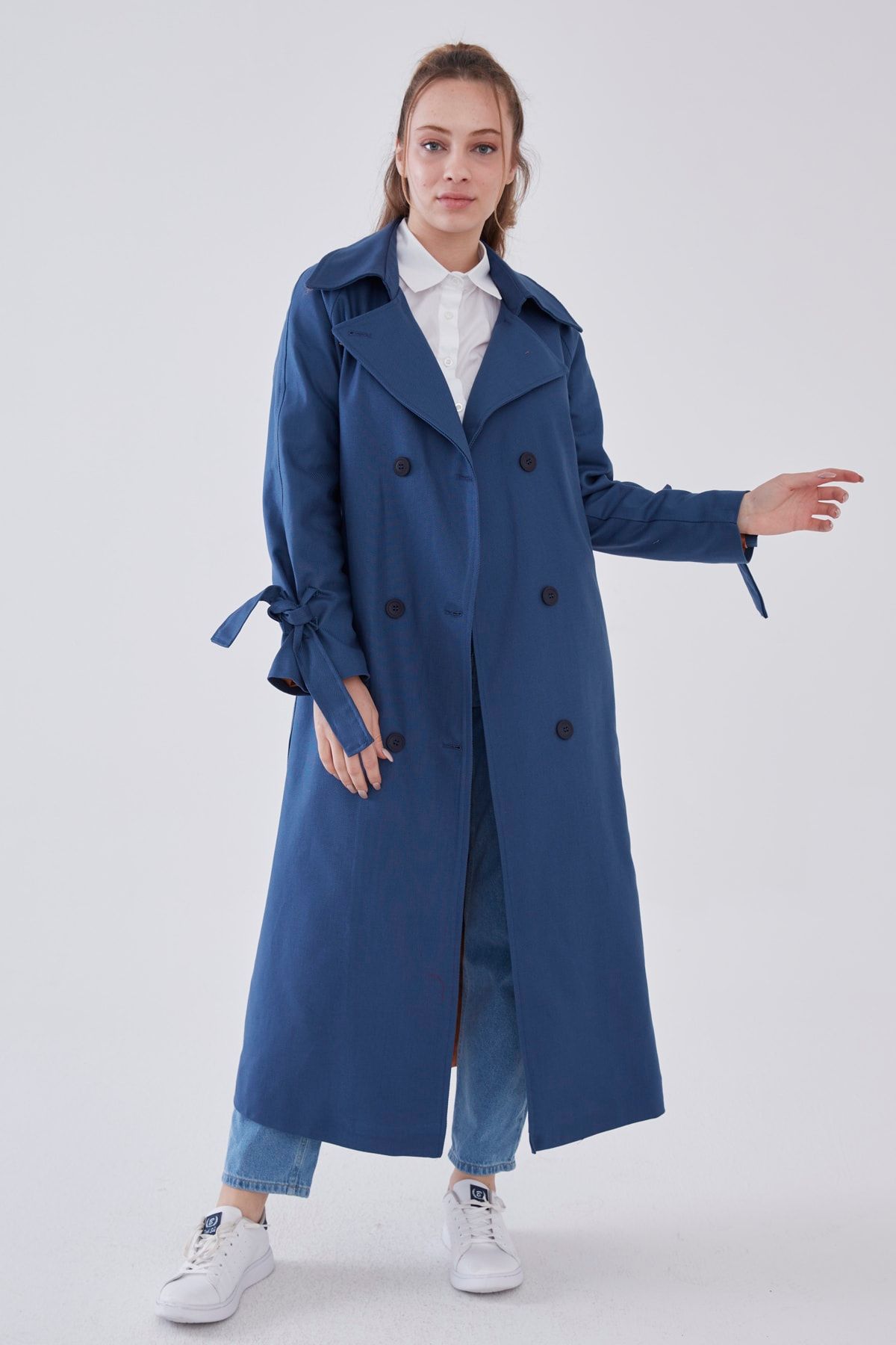 Zara blue sales trench coat