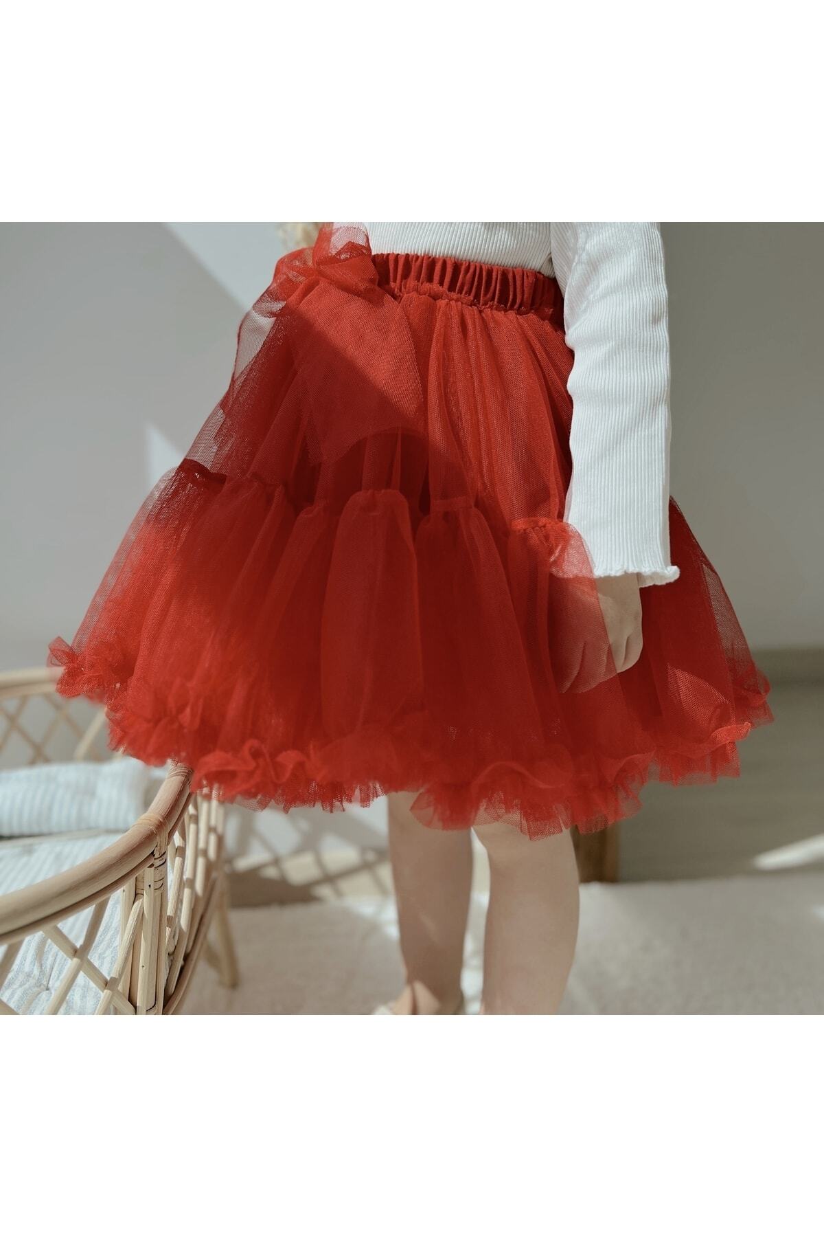Little Ya Ya Love-Girls' Lined Bow Detail Fluffy Carnival Tutu Skirt (RED) 2