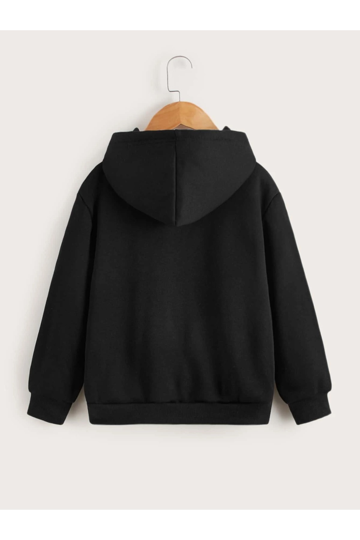 Machetta Büyük Beden 3 Iplik Düz Siyah Baskısız Oversize Kapüşonlu Sweatshirt görsel 2