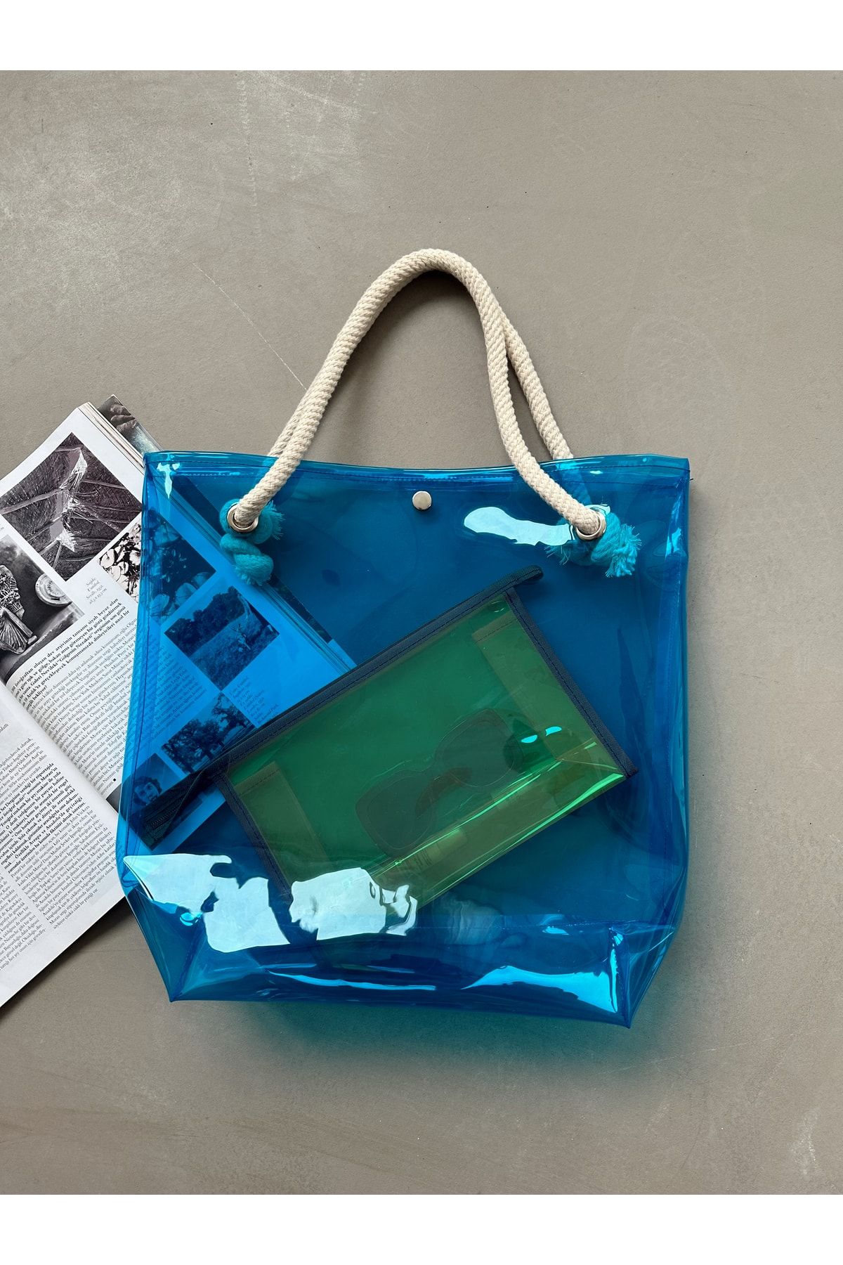 Neon blue bag top
