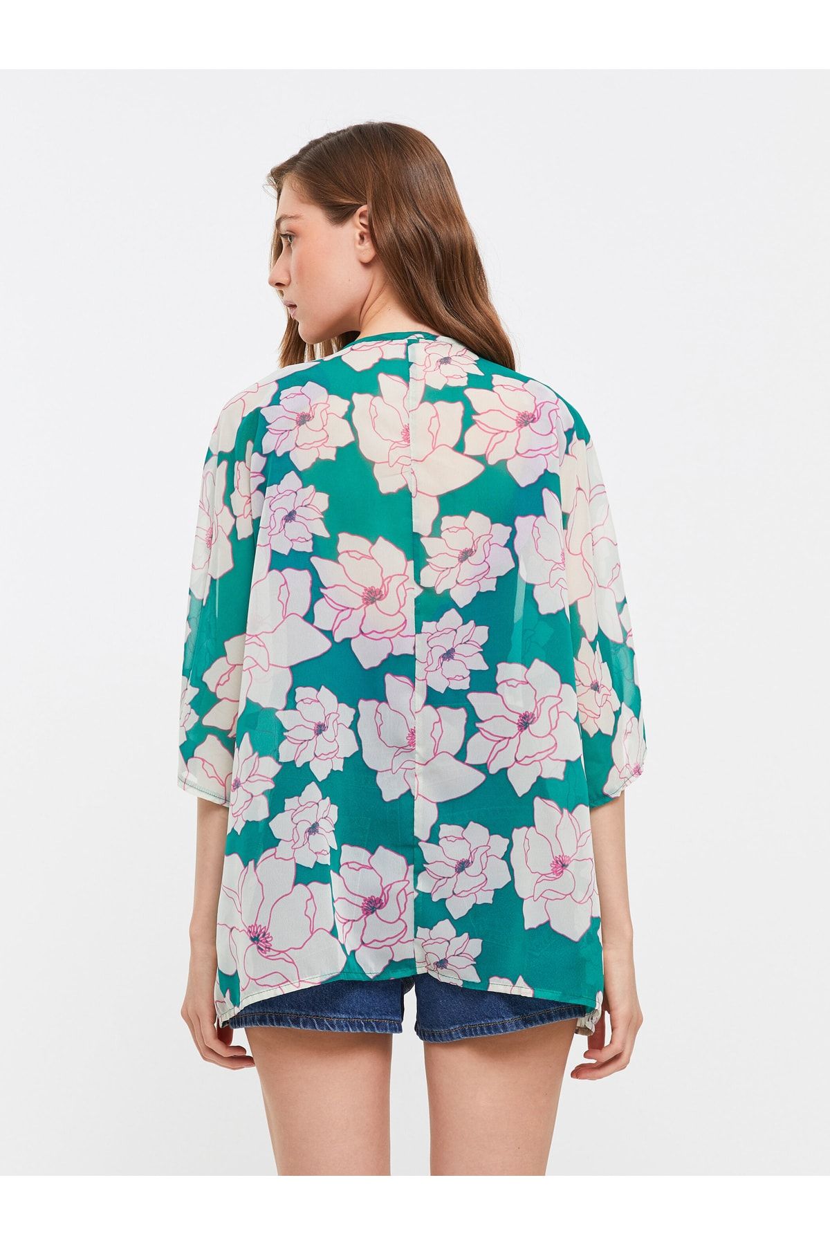 Şal Yaka Desenli Kadın Kimono