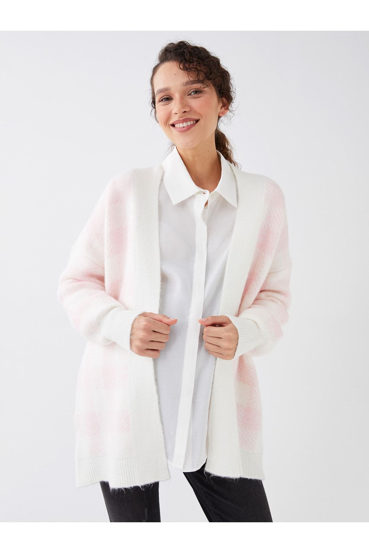 LC Waikiki Strickjacke Rosa Oversized Fast ausverkauft