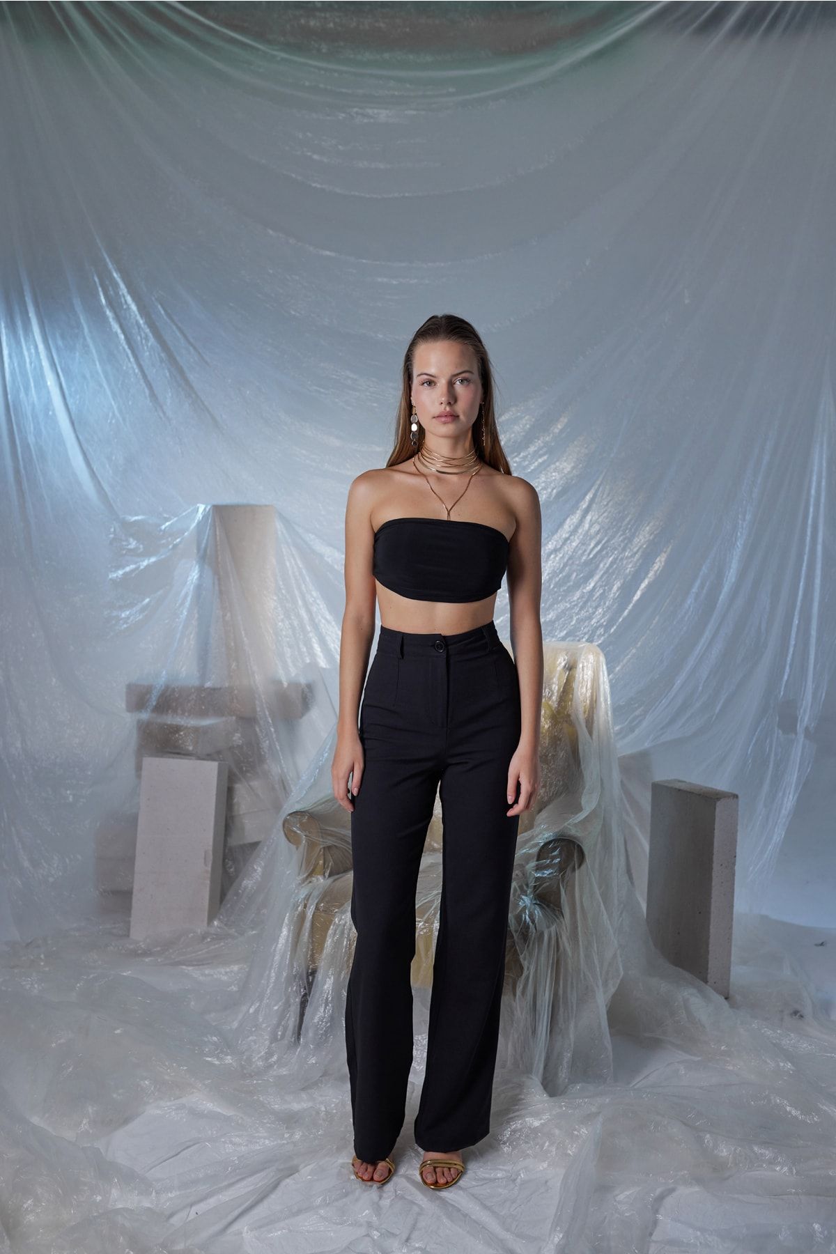 HOLLY LOLLY Hose Schwarz Wide Leg Fast ausverkauft XV7631