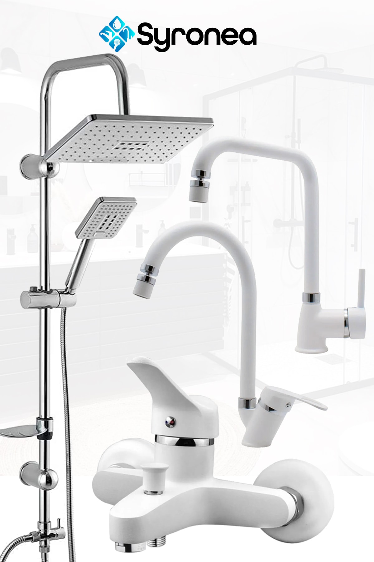 White Robot Peak Sprinkler Shower Set Bathroom Kitchen Sink Faucet Faucet Set