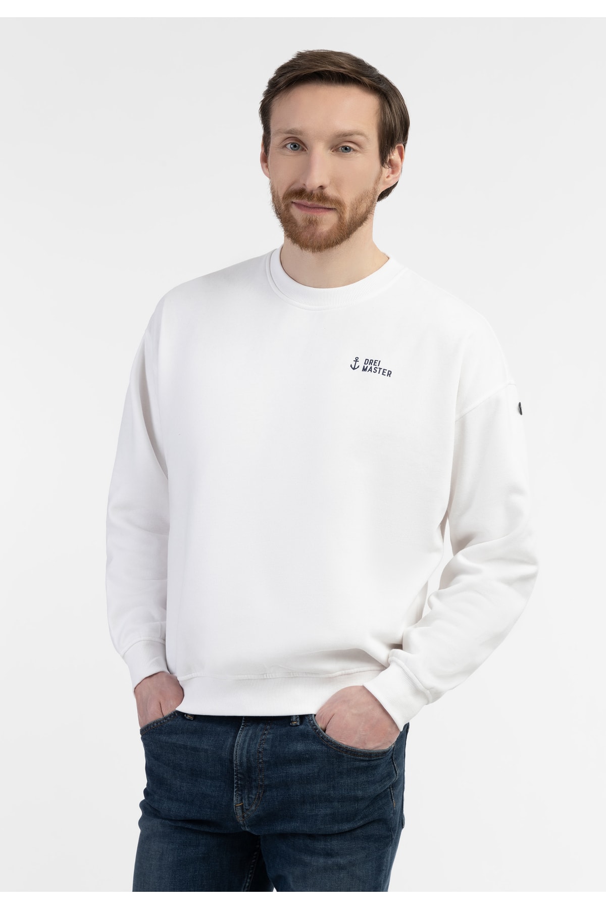 Dreimaster Sweatshirt Weiß Regular Fit
