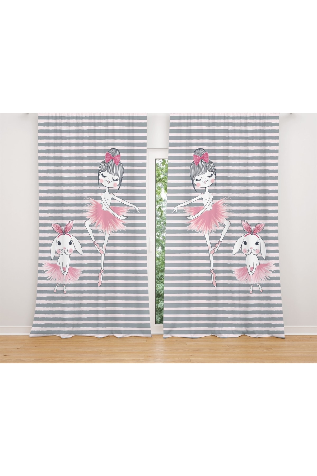 Evpanya Balerin Tavşan Ve Prenses Desenli Çocuk Odası Perdesi ( Tek Kanat Fiyatlandırma ) fotoğrafı 2 (önizleme)