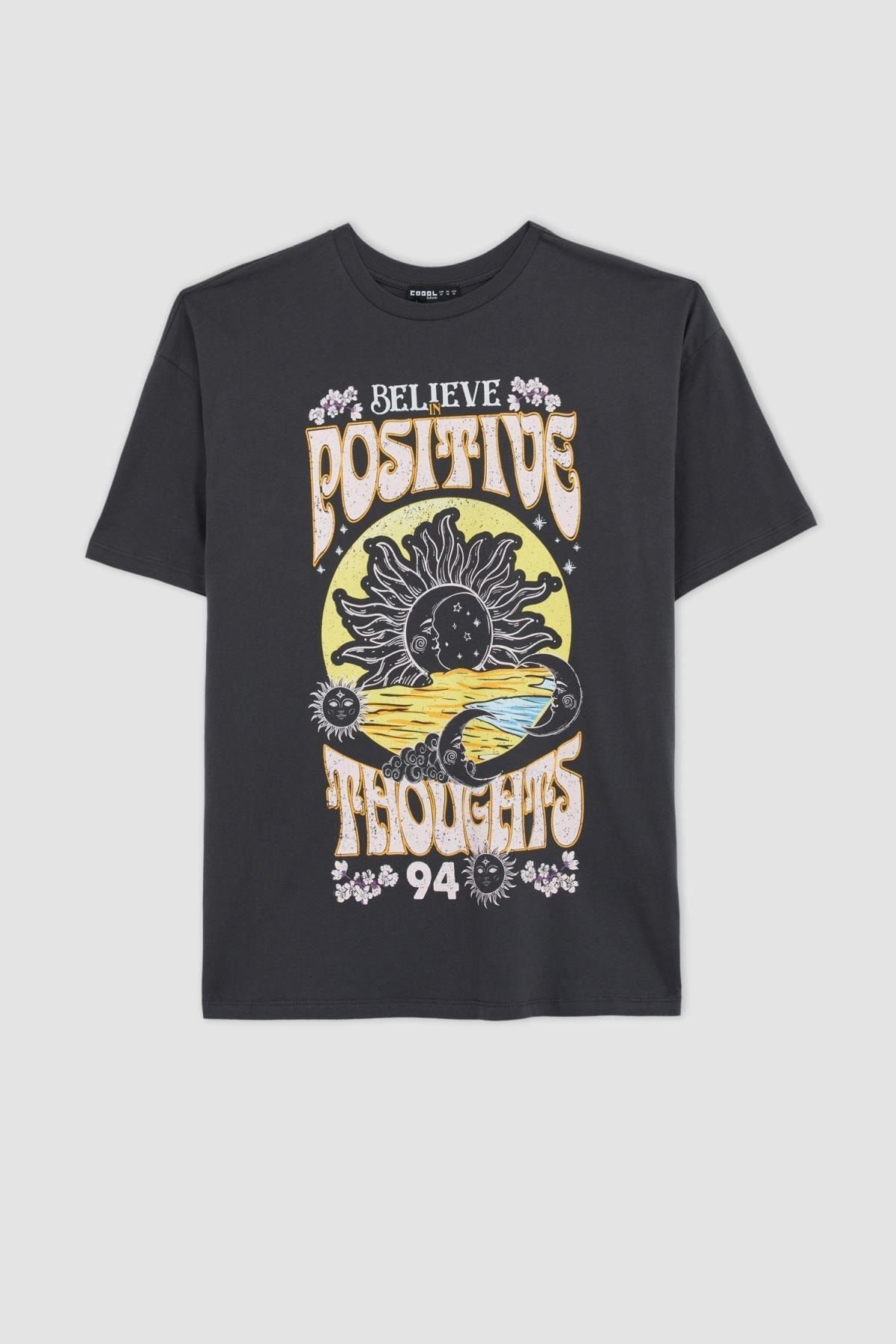 DeFacto T-Shirt Grau Oversized