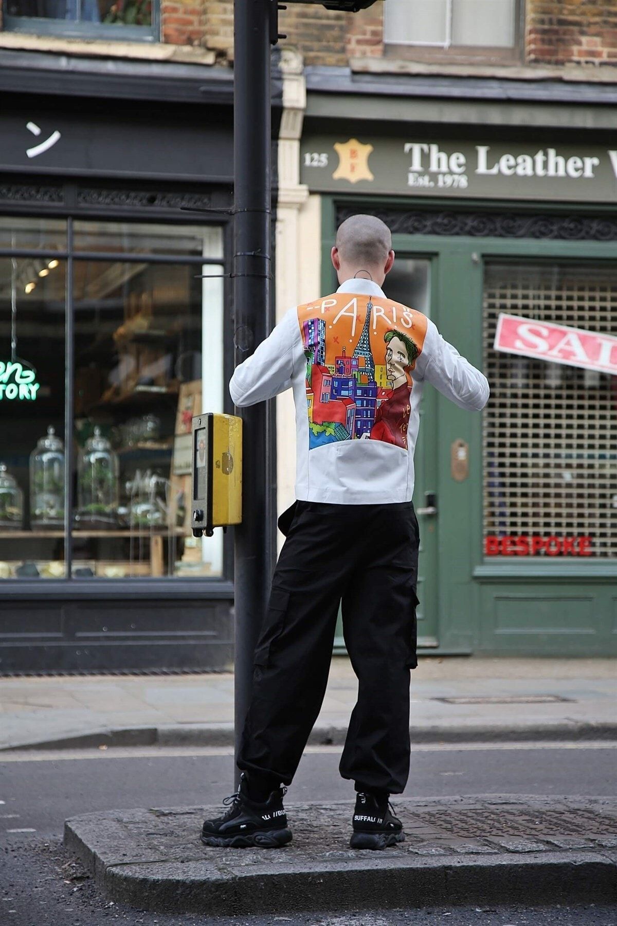 Deriderim کت چرم اصل مردانه با خط زیپ دار چاپ دیجیتال طراحی ویژه ایکیگای پاریسی