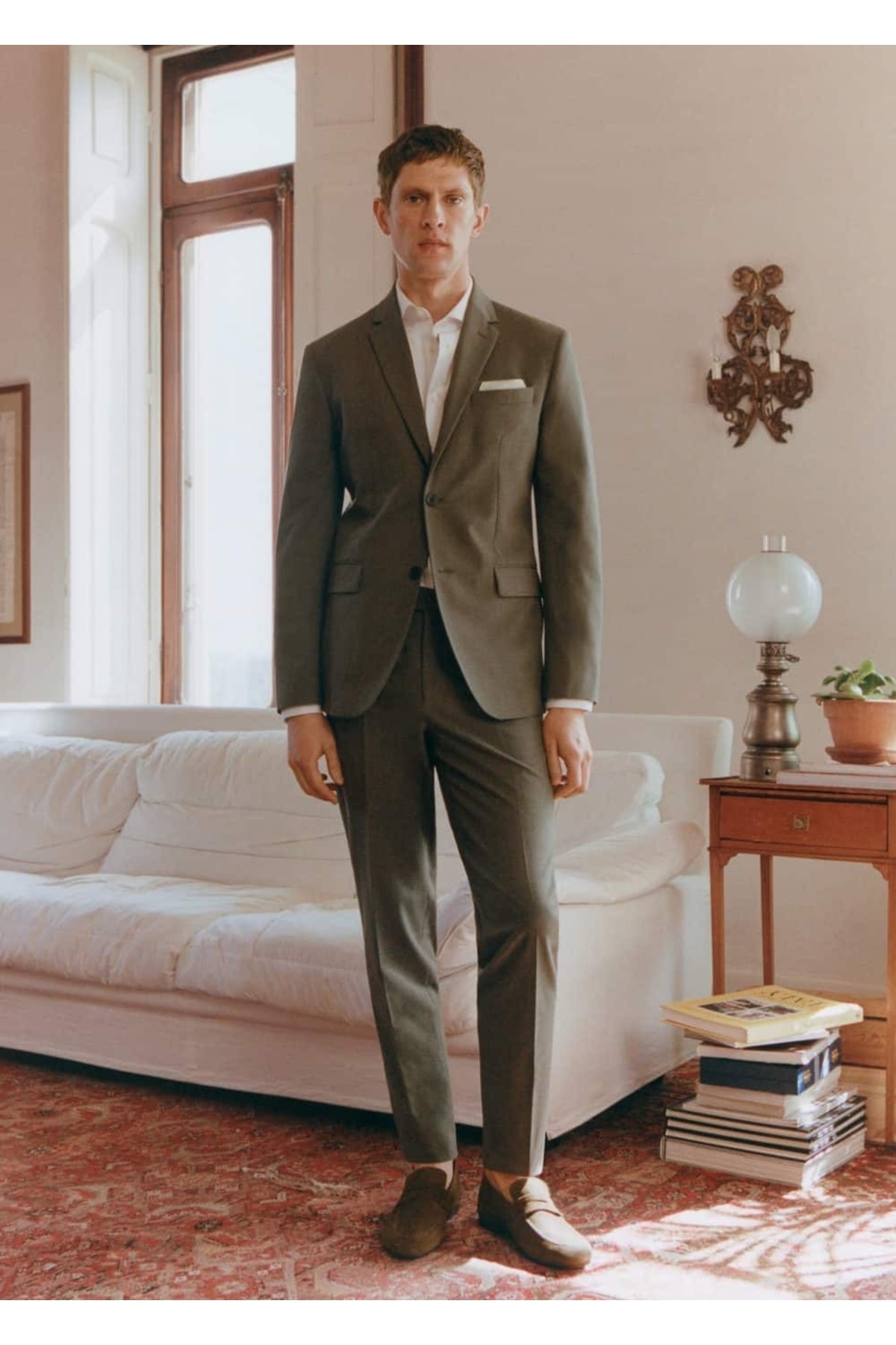 شلوار مردانه خاکی منگوMANGO Man | 47005585 اورجینال - تصویر 5