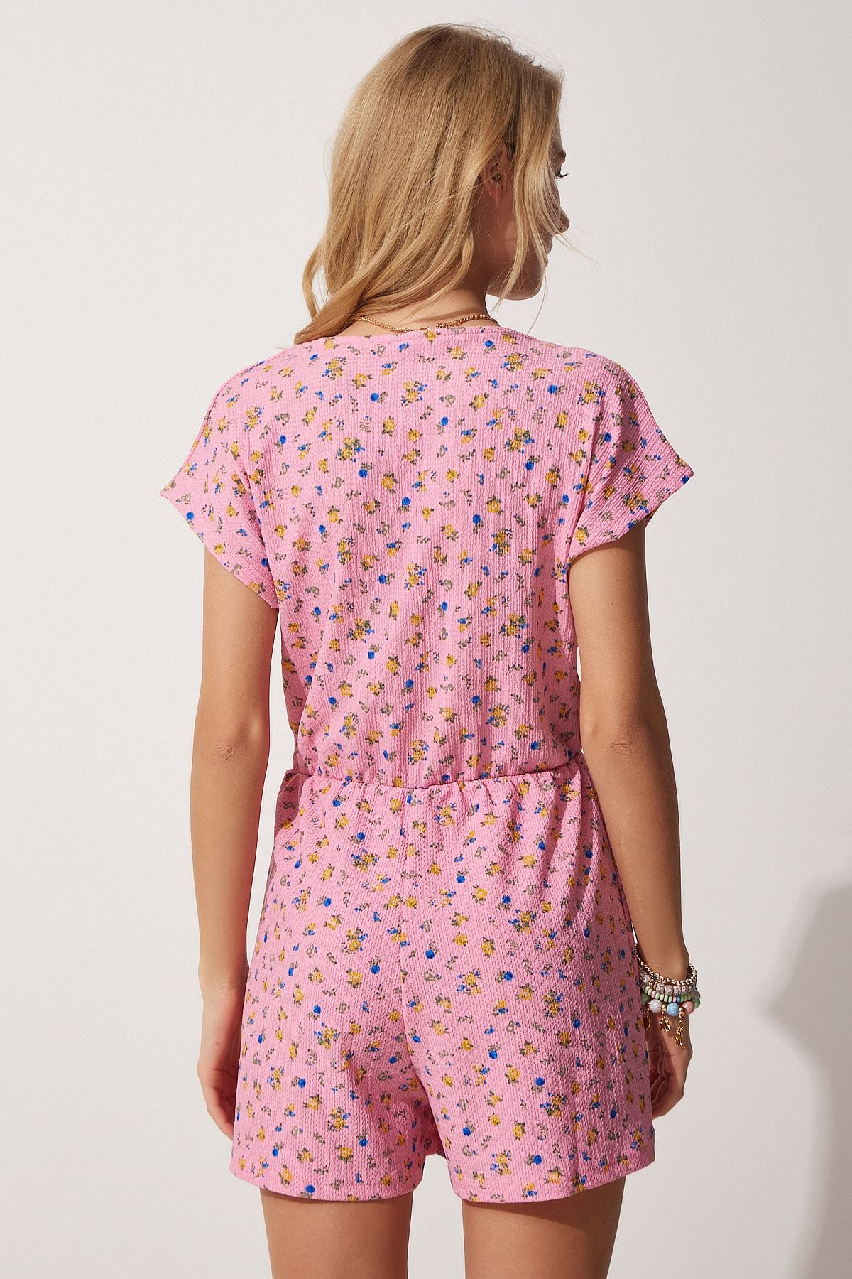 Pink polka dot playsuit cheap