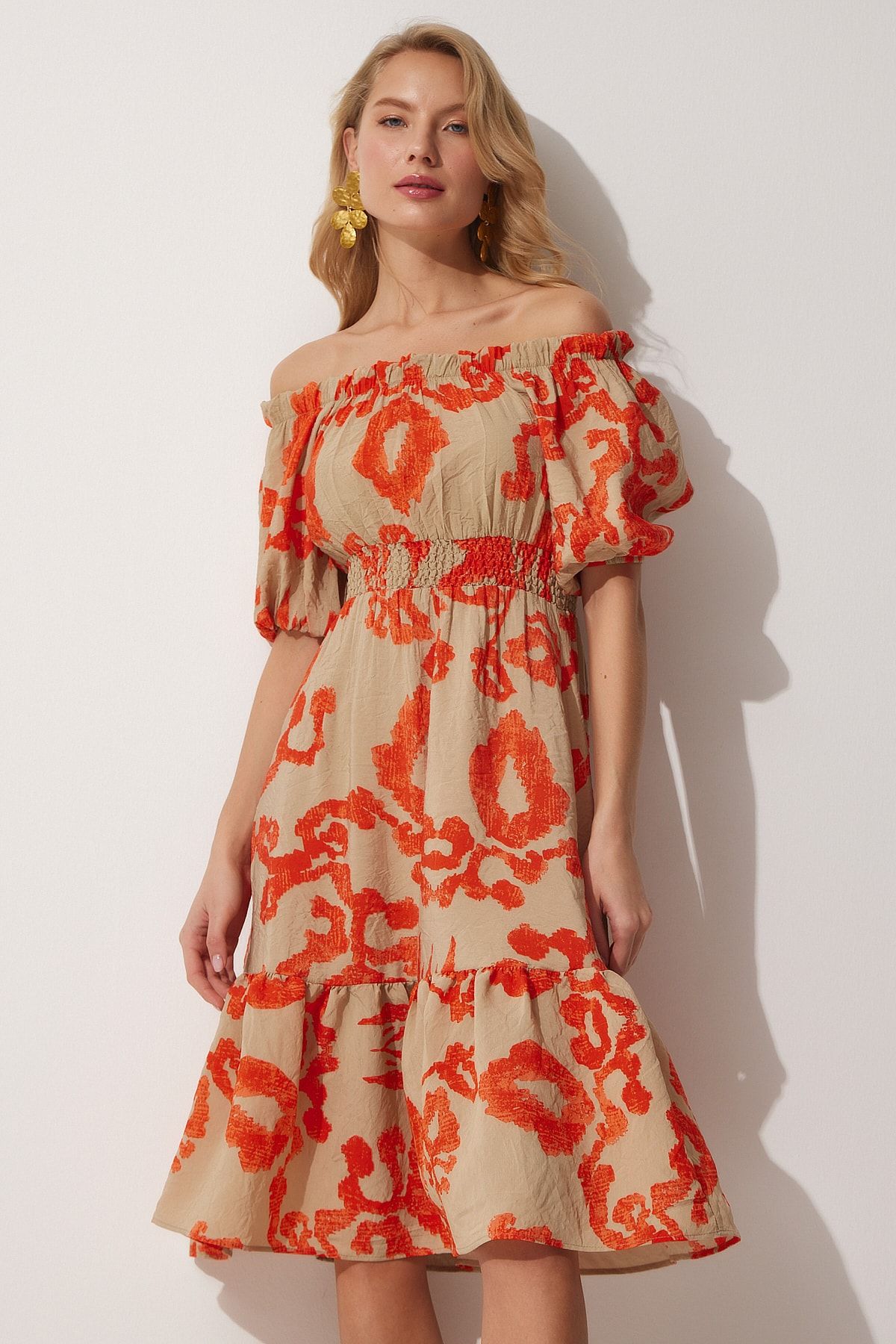 Happiness İstanbul Kleid Orange A-Linie