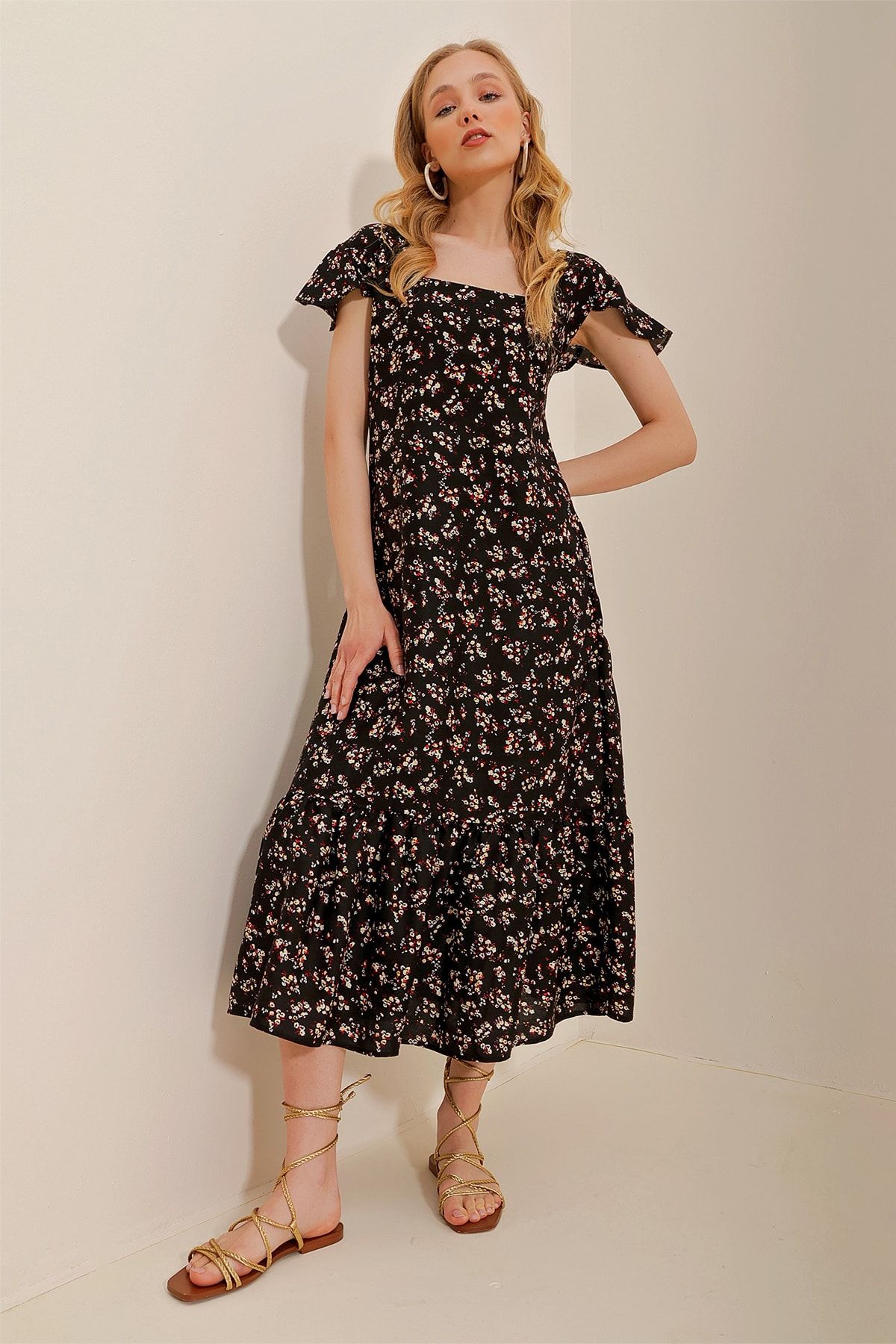 Dark floral on sale midi dress