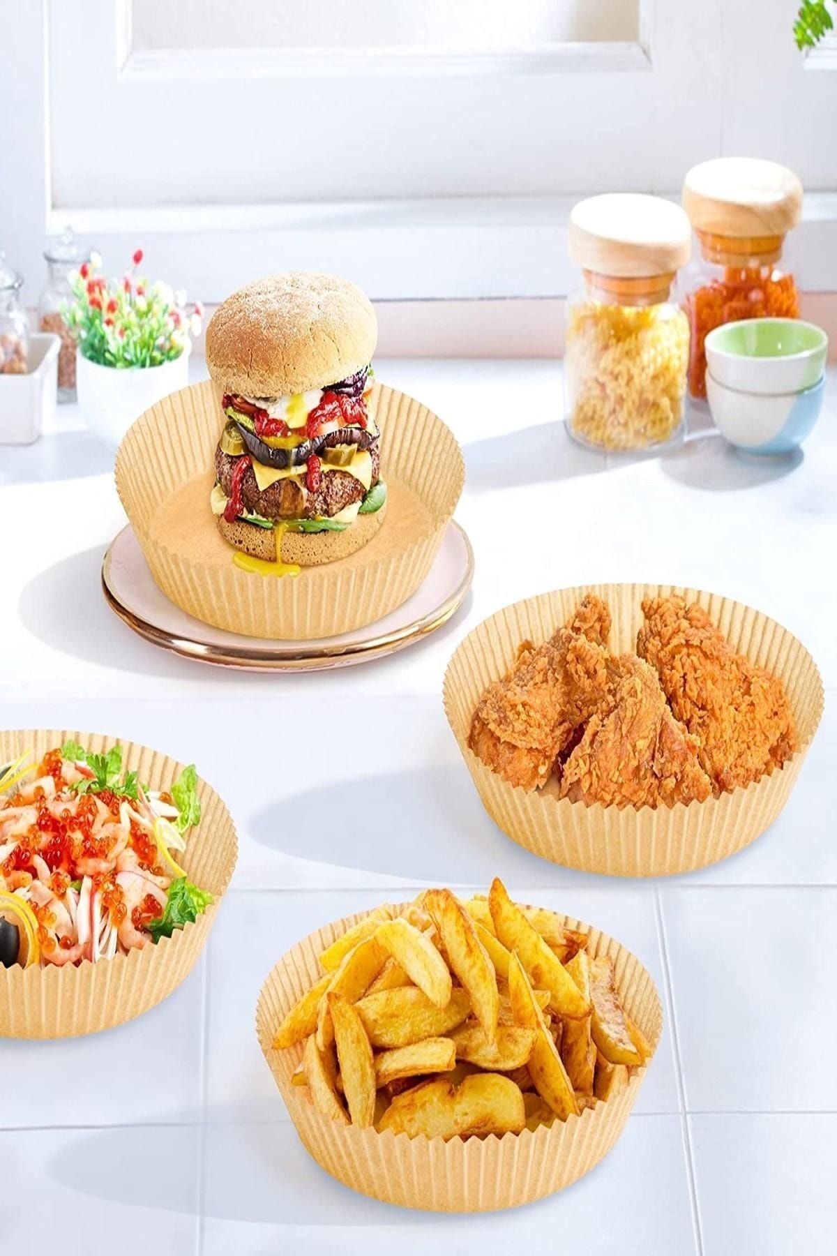 MasterCar-50 Pieces of Airfryer Baking Paper Compatible with All Models Air Fryer Xiaomi Philips Oil-Free Baking 2