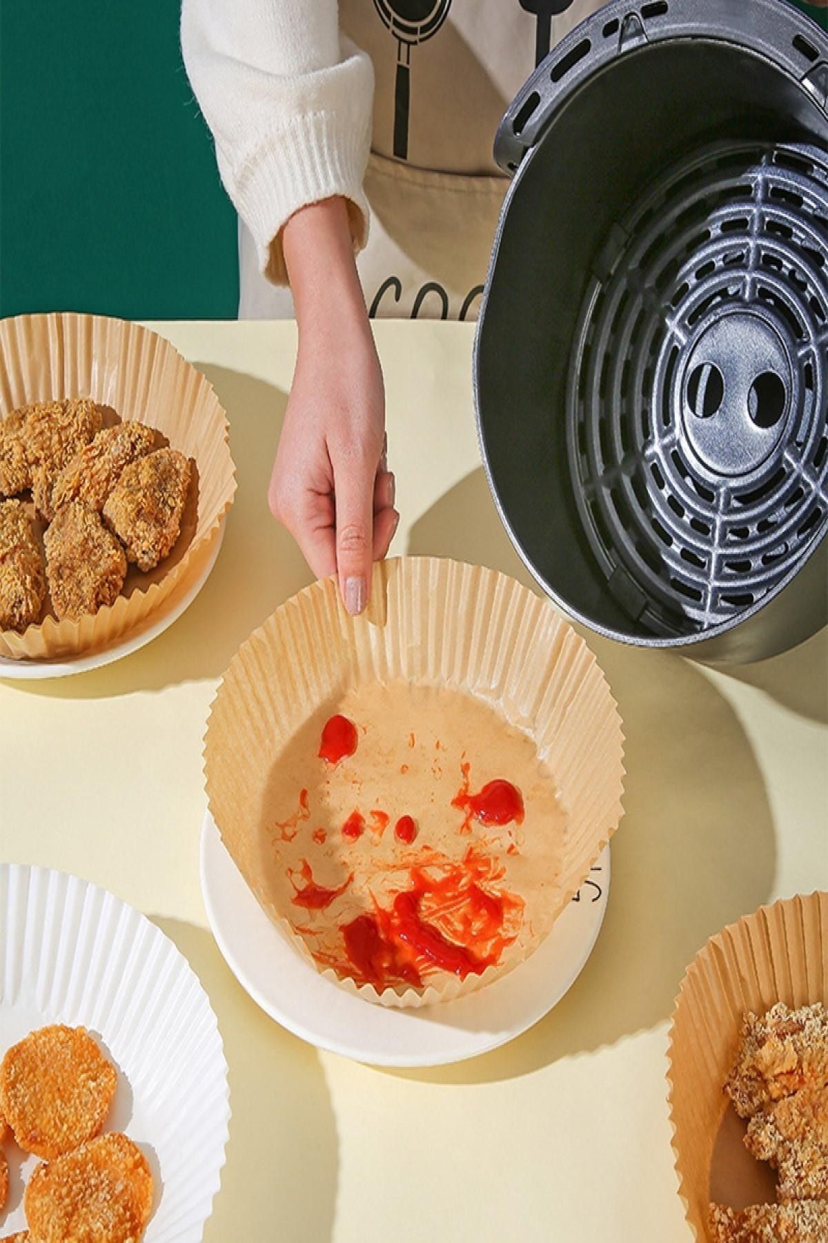 MasterCar-50 Pieces of Airfryer Baking Paper Compatible with All Models Air Fryer Xiaomi Philips Oil-Free Baking 8