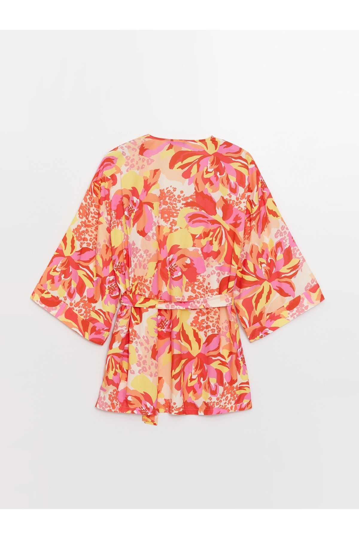 Şal Yaka Desenli Uzun Kollu Oversize Kadın Kimono