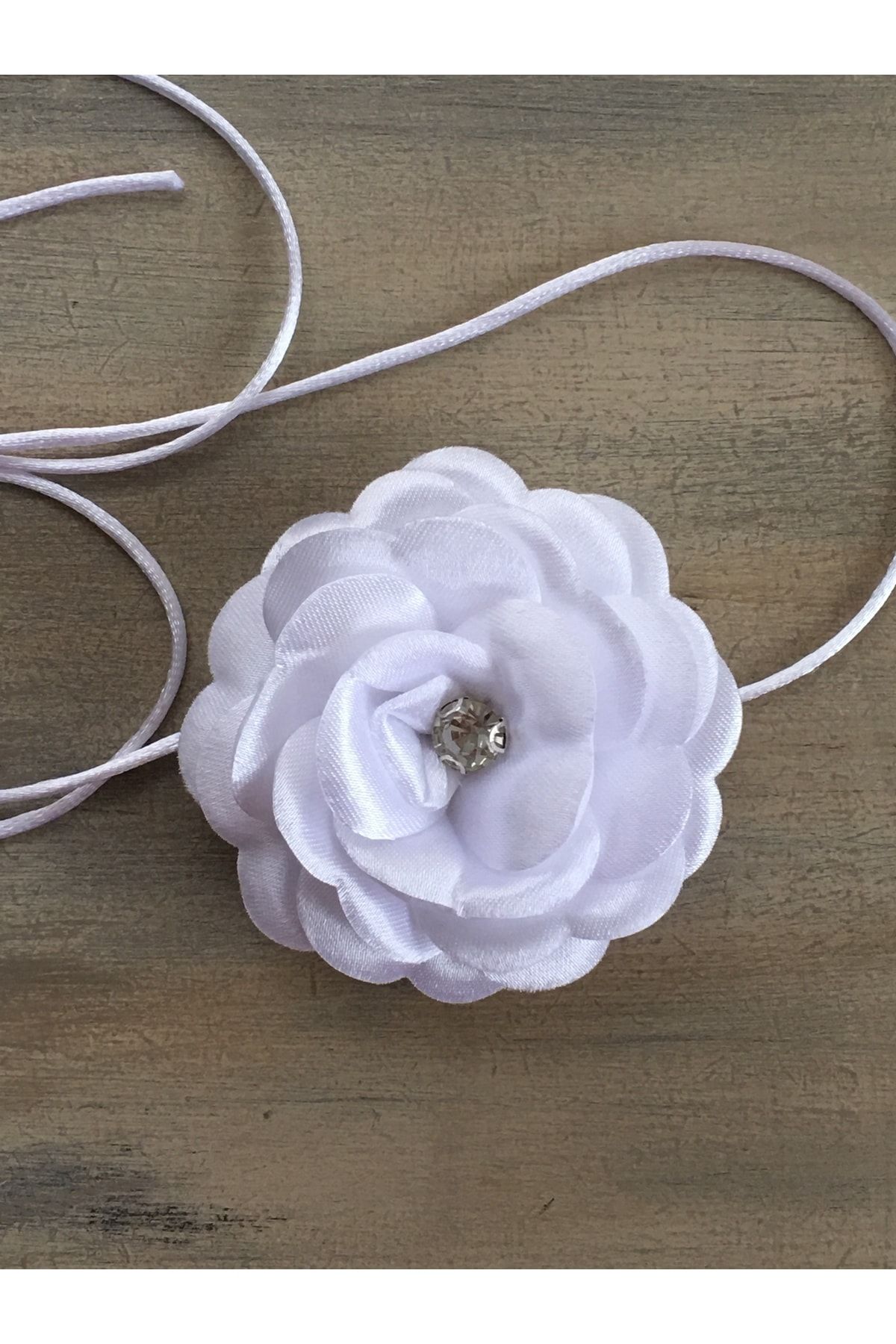 karantuhafiye Rose Necklace stoned Satin Rose Necklace WHITE