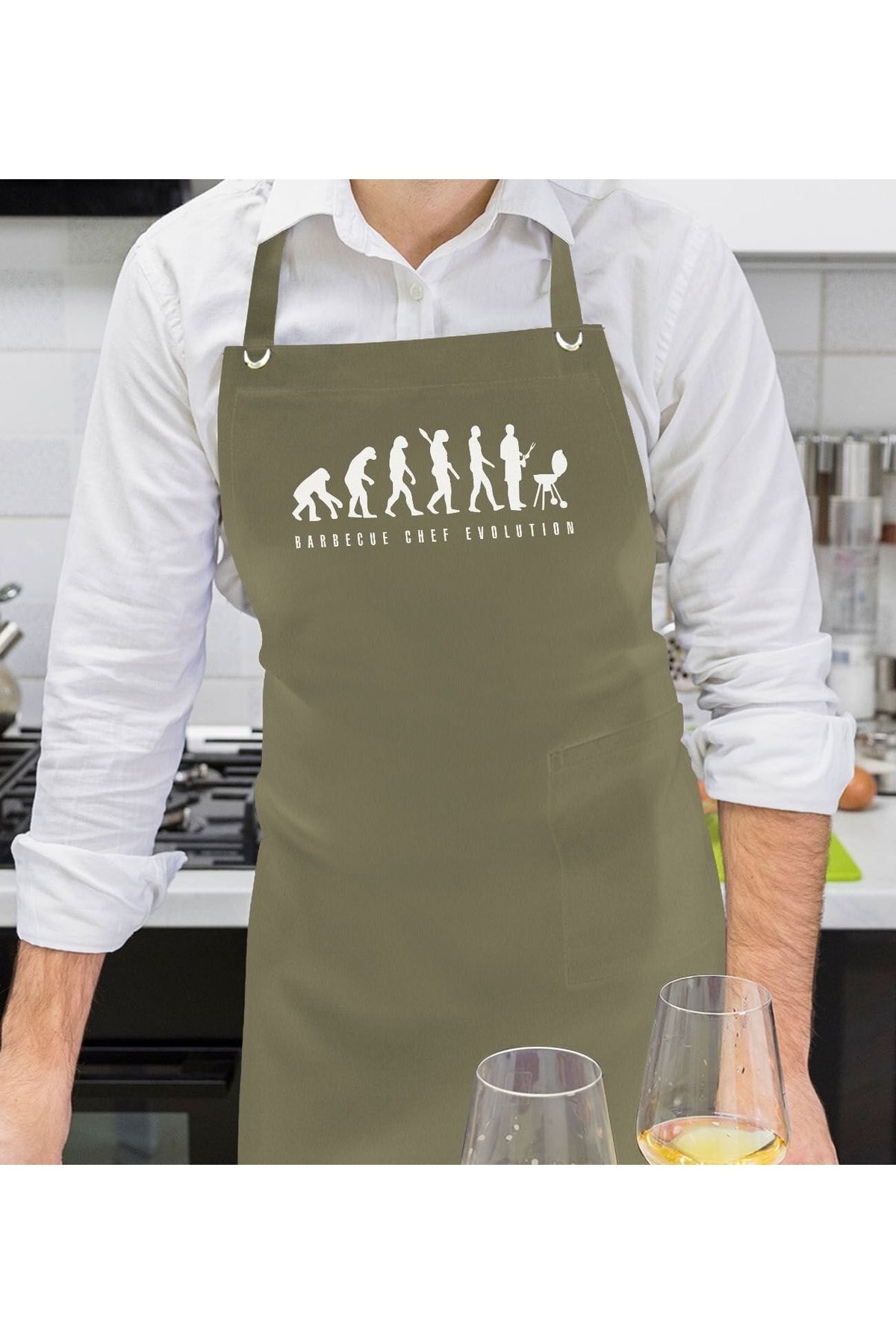 Green cooking apron deals