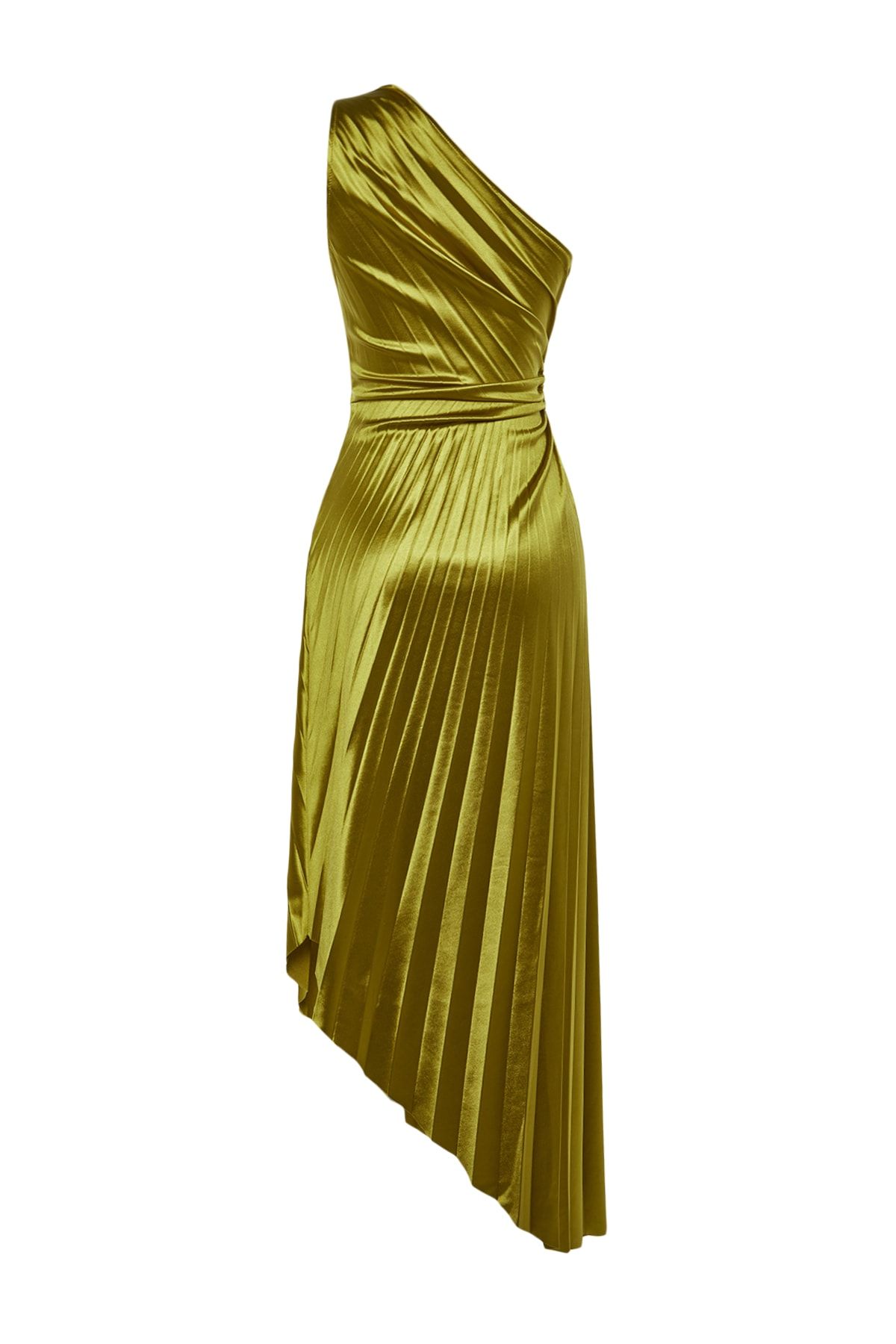 Trendyol Collection-Hellgrünes, asymmetrisches, plissiertes, verschüttetes, stilvolles Abendkleid, Nachtabendkleid TPRSS23EL00557 8