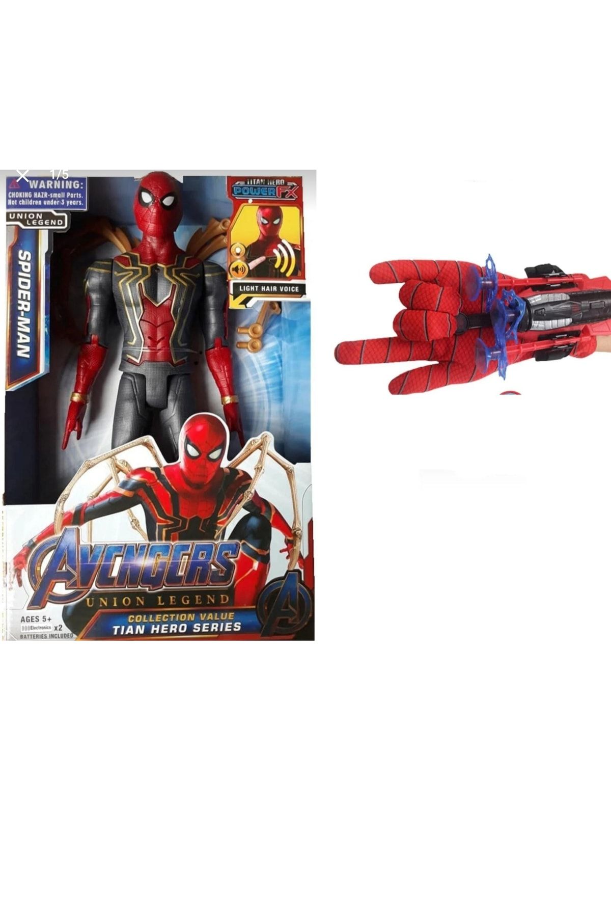 Evmak Spiderman Suction Cup Throwing Gloves Toy Octopus Sleeves 29cm Spiderman Toy with Sound