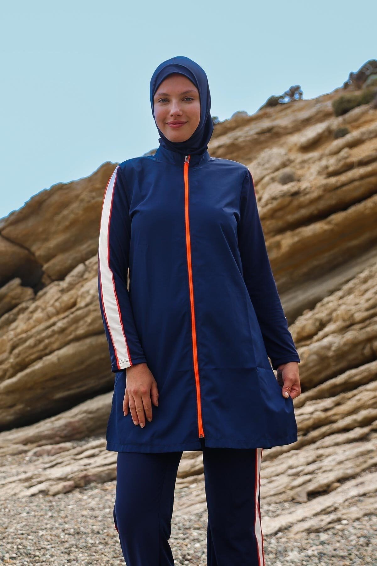 3 piece bathing suit with headscarf clearance