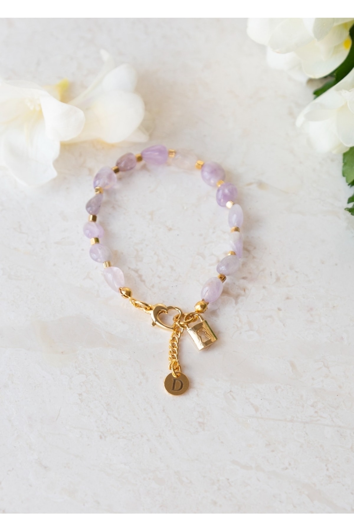 CHARMLUCKY Natural Amethyst Stone Bracelet- Trendyol