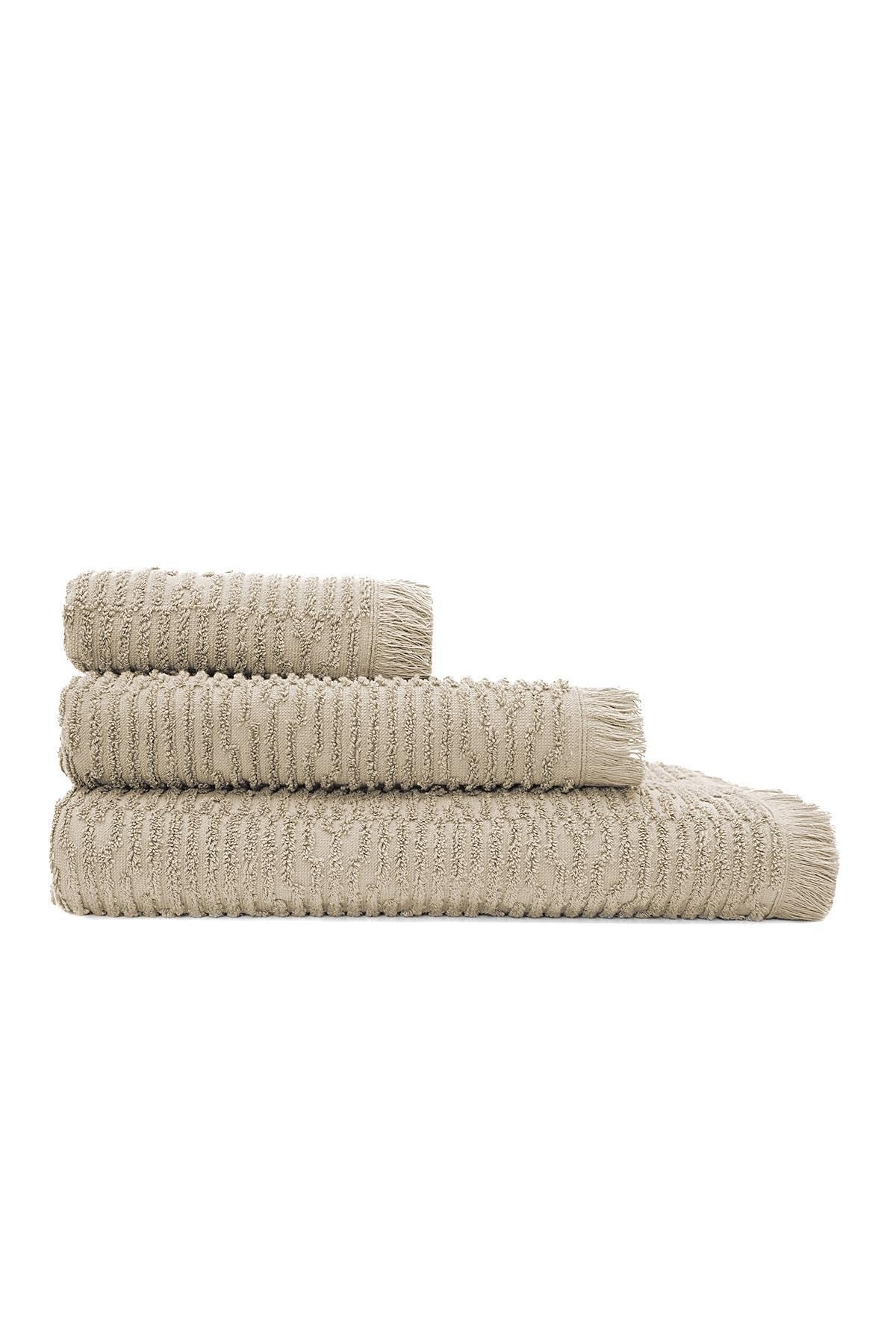 Anisa Turkish Bath Towel Set 100% Cotton Combed Cotton Jacquard Beige