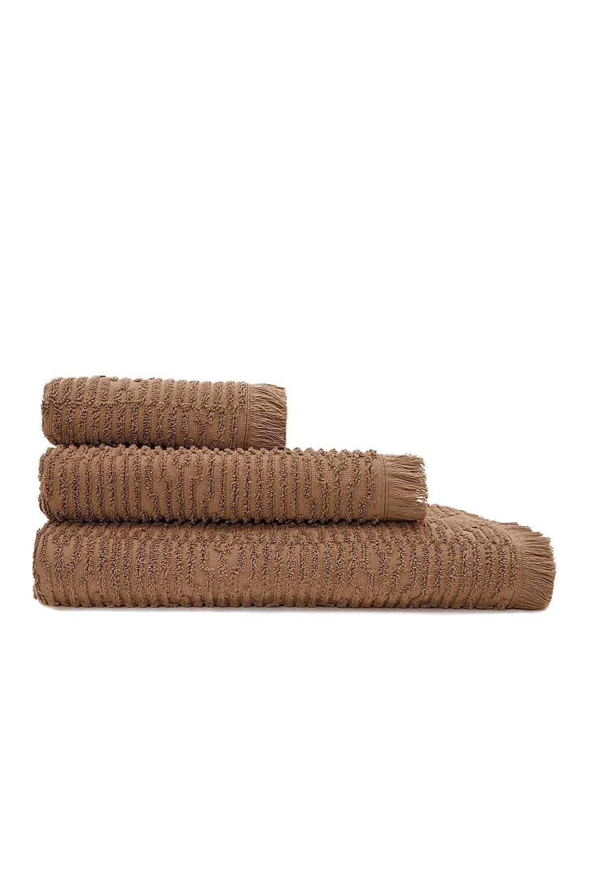 Anisa Turkish Bath Towel Set 100% Cotton Combed Cotton Jacquard Brown