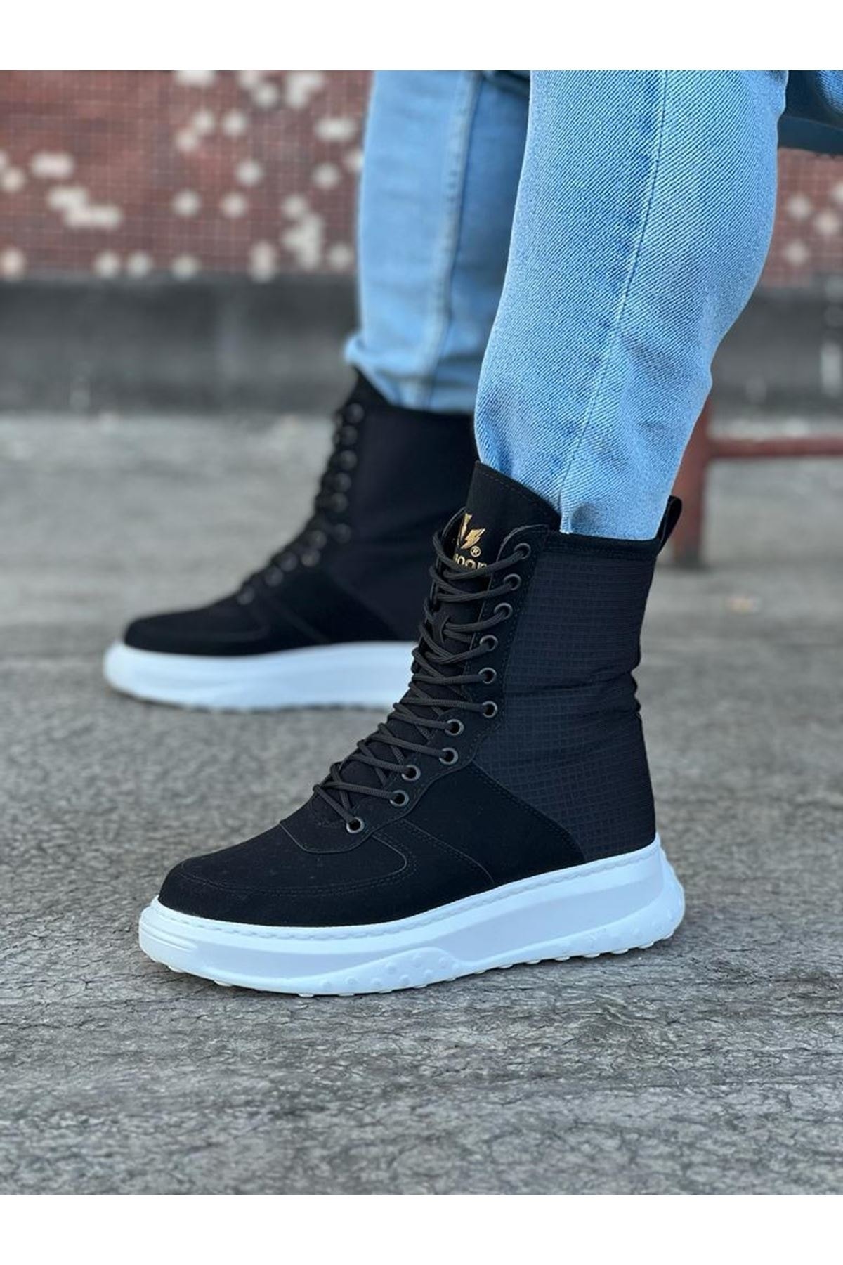 Wg012 Siyah Süet Uzun Bağcıklı Erkek Bot