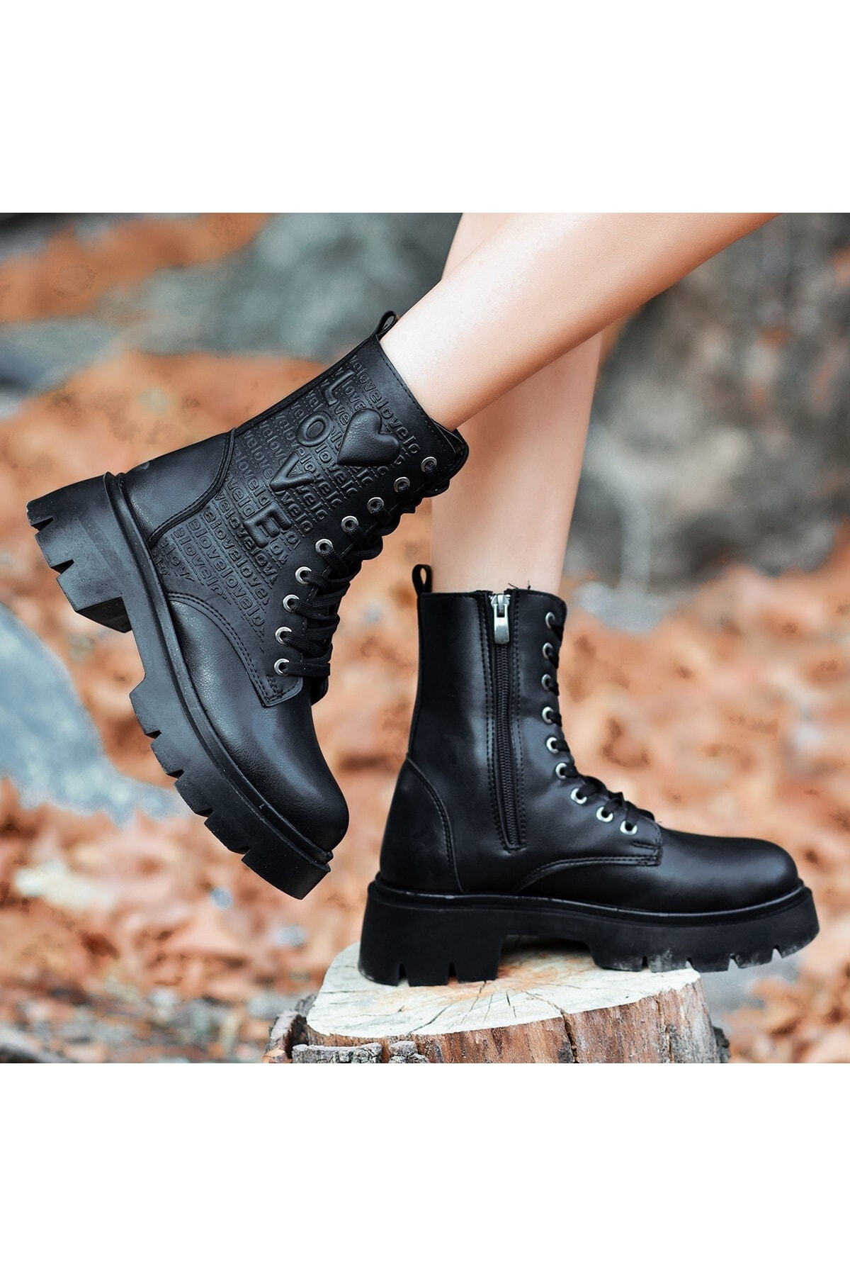 Siyah Cilt Bağcıklı Bot